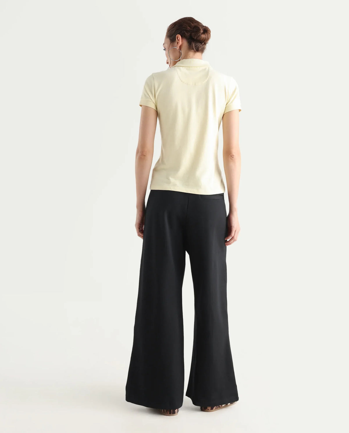 Rareism Women's Jancura Black Viscose Blend Fabric Straight Plain Trouser