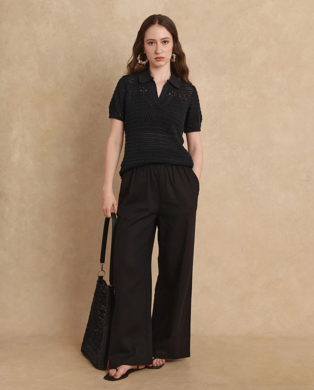 Rareism Women Jantuda Black Rayon Nylon Fabric Regular Sleeve Overlap Neck Regular Fit Plain Top