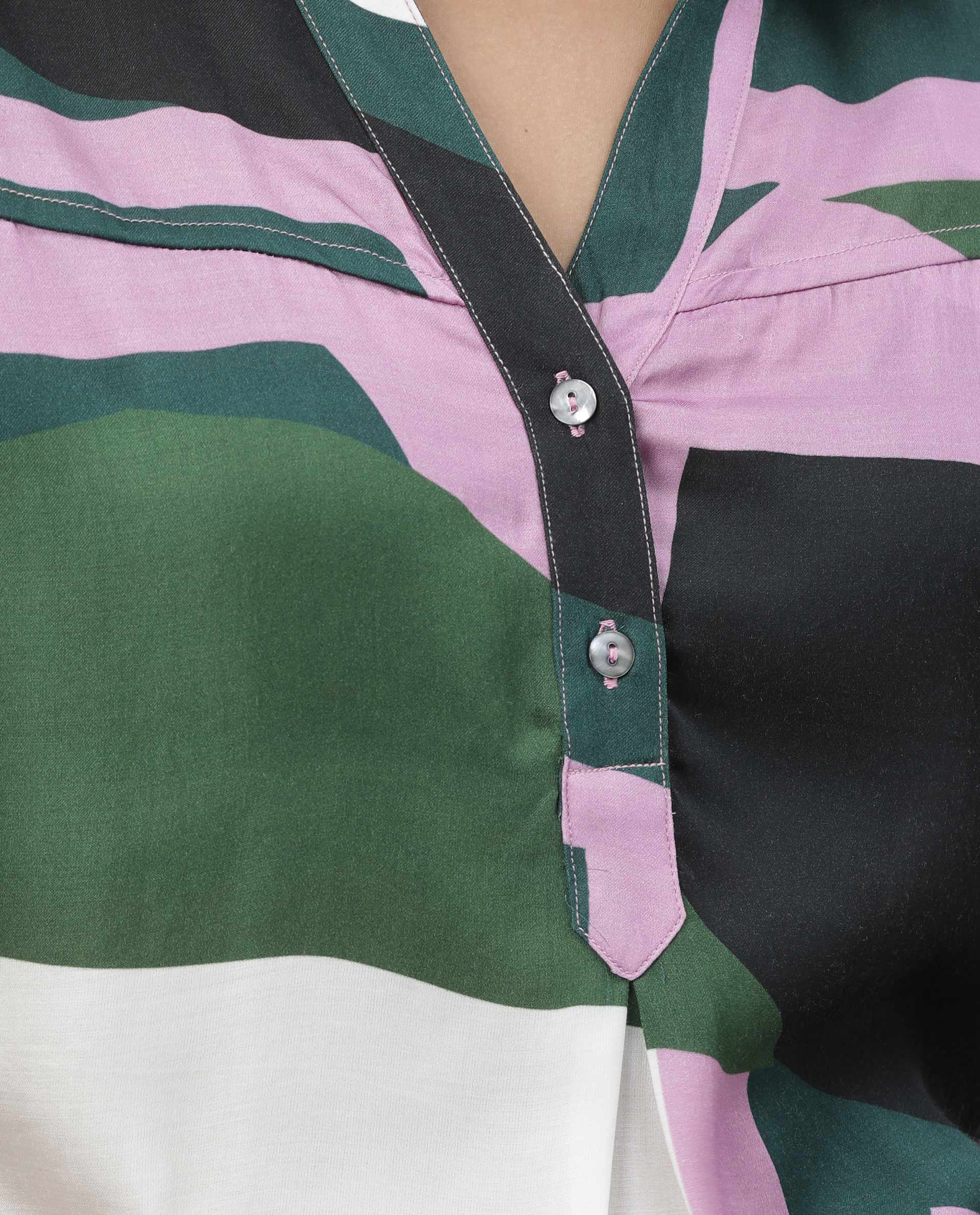 Rareism Women Kang Pink Top Full Sleeves Printed