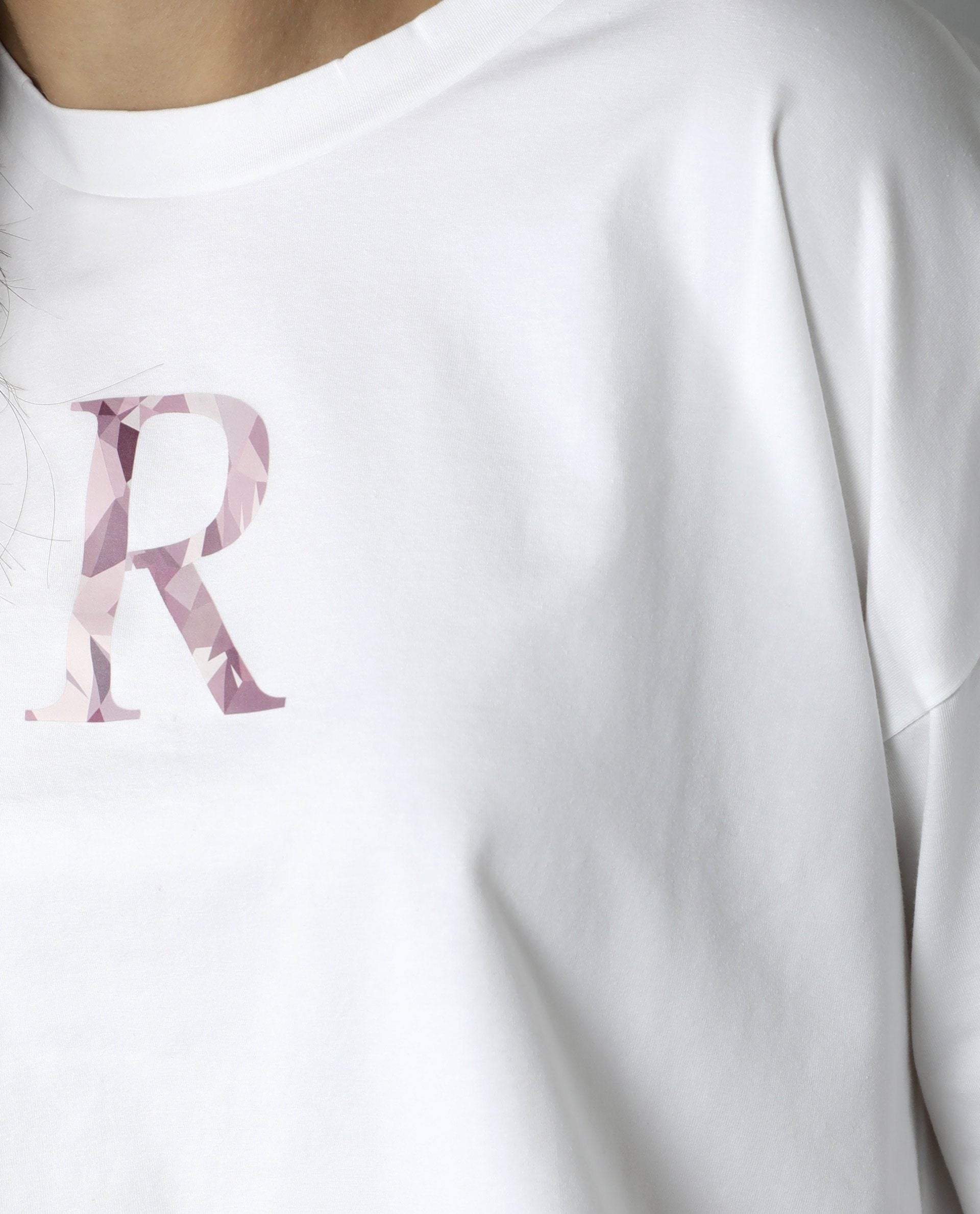 Rareism Womens Kaput White T-Shirt Crew Neck Cotton Nylon Fabric Regular Fit Round Neck