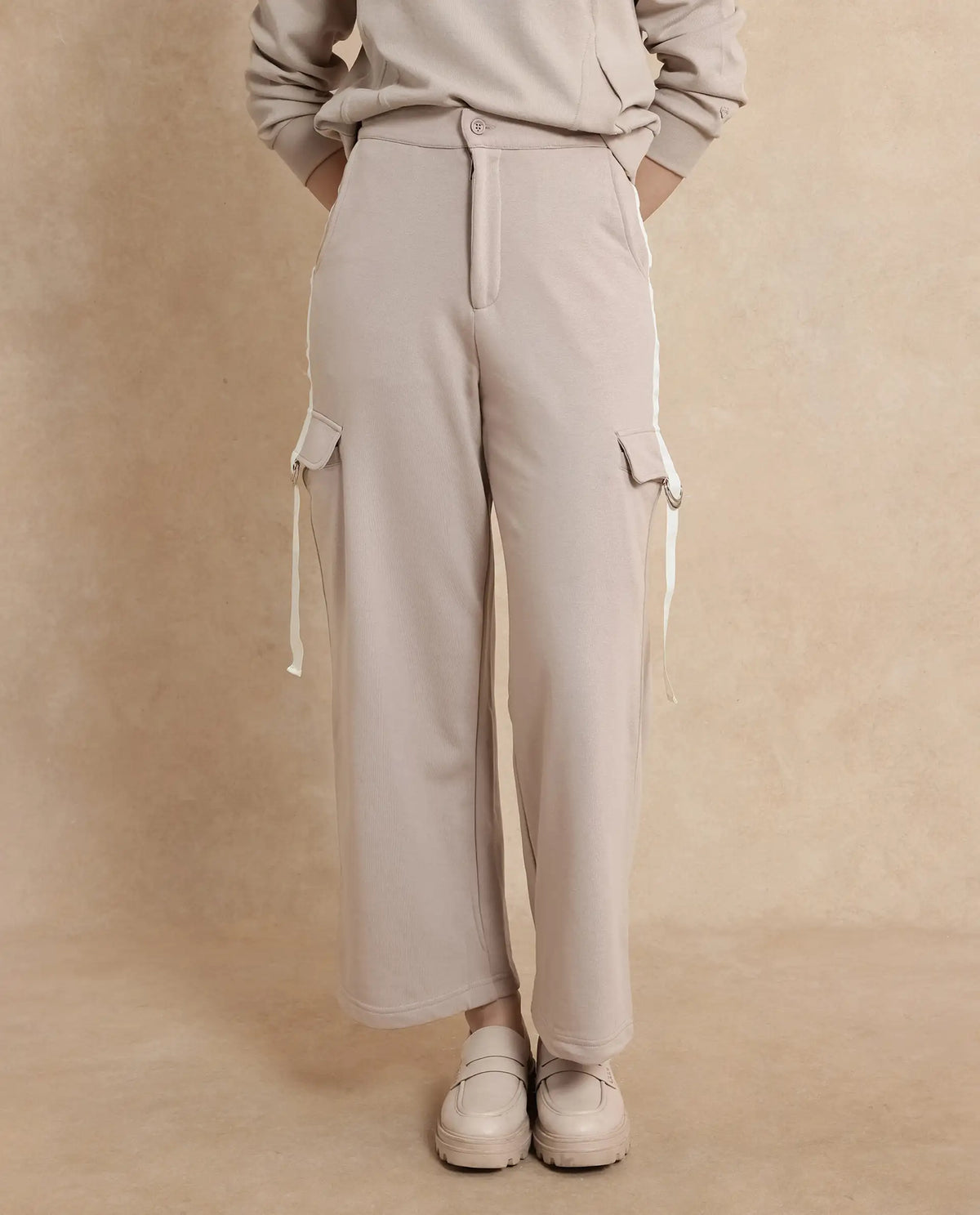 Rareism Women Kar Beige Plain Track Pant