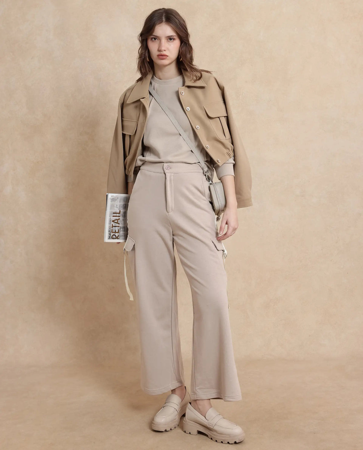 Rareism Women Kar Beige Plain Track Pant