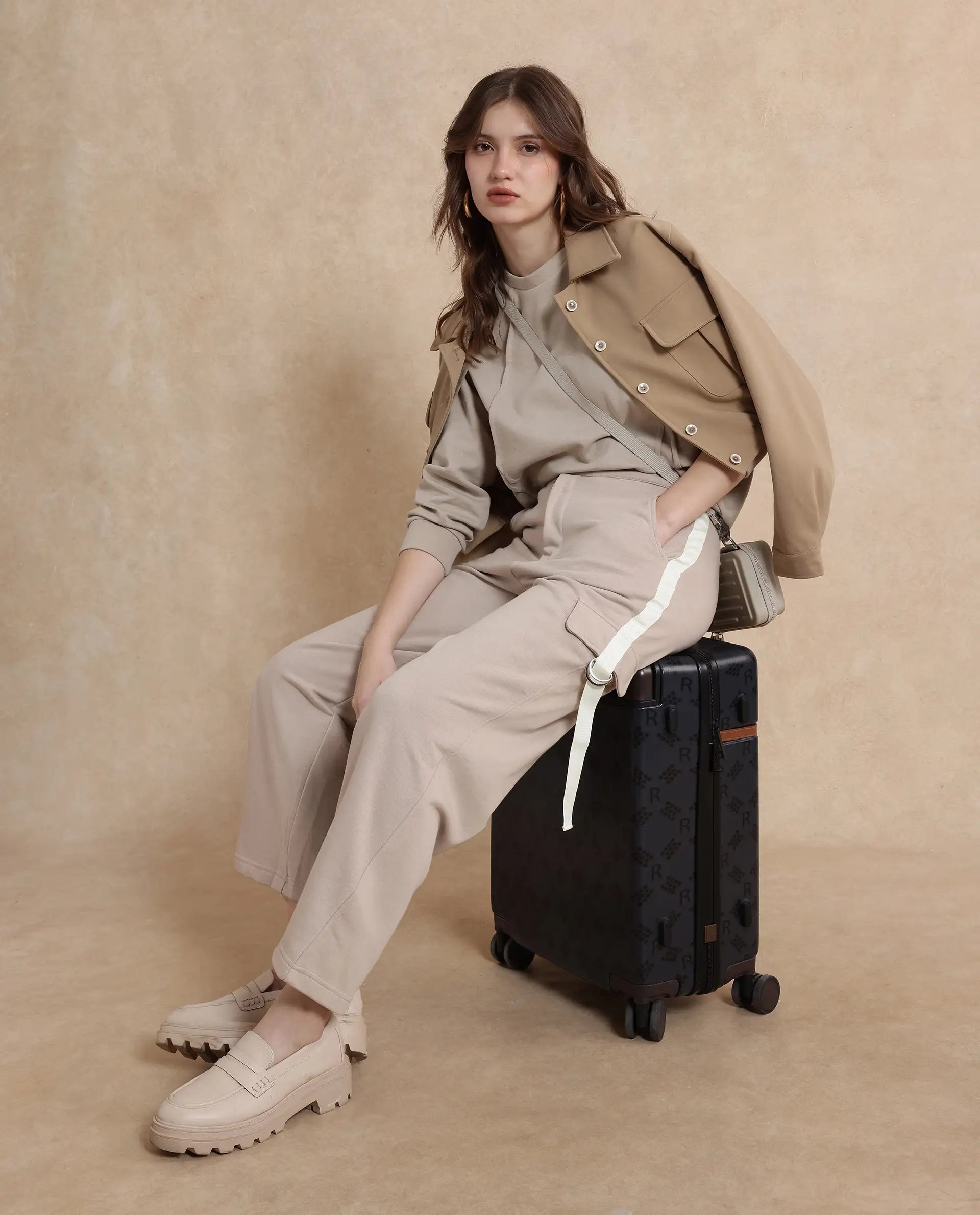 Rareism Women Kar Beige Plain Track Pant