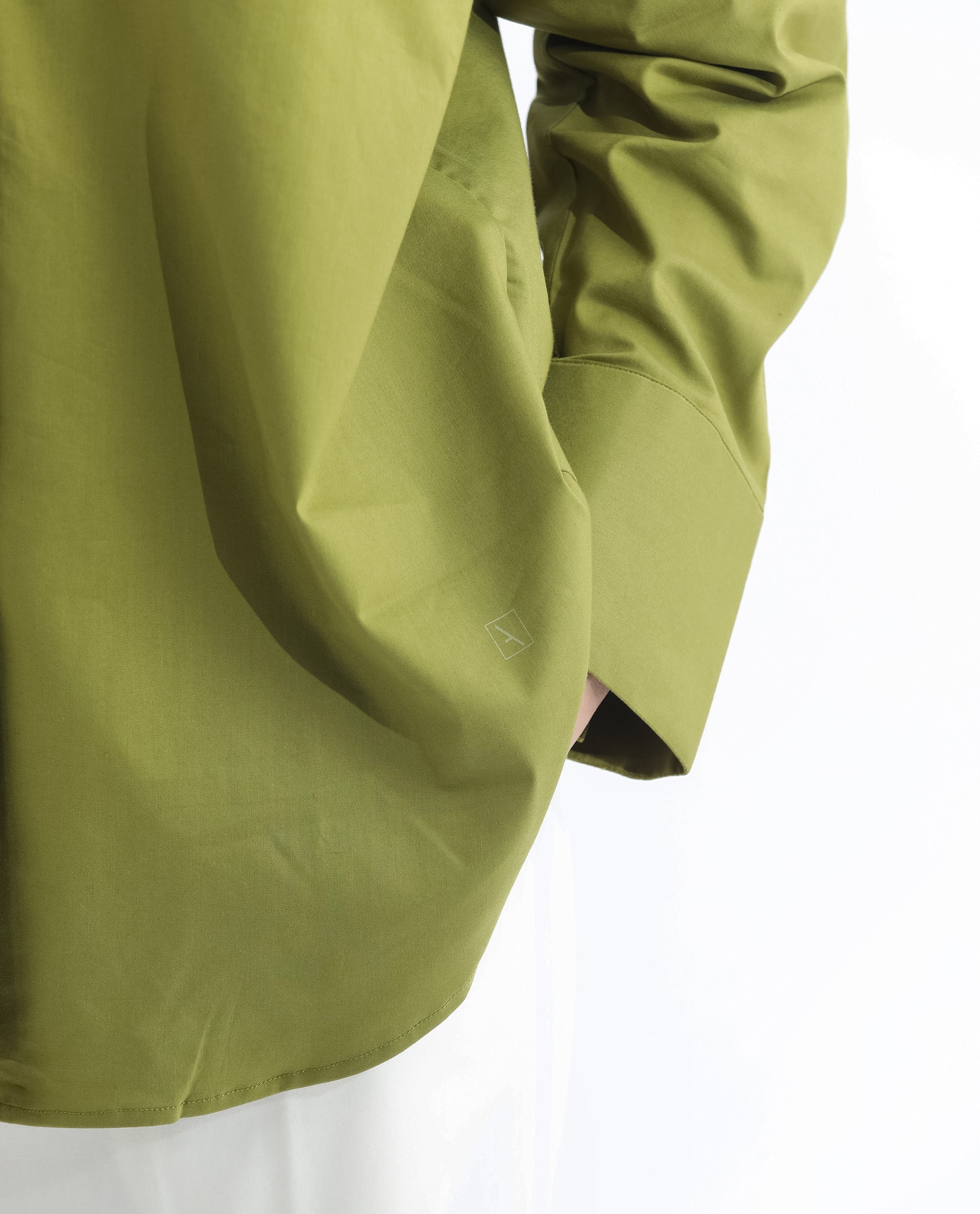 Rareism Women Klox Light Olive Cuffed Sleeve Shirt Collar Solid Shirt