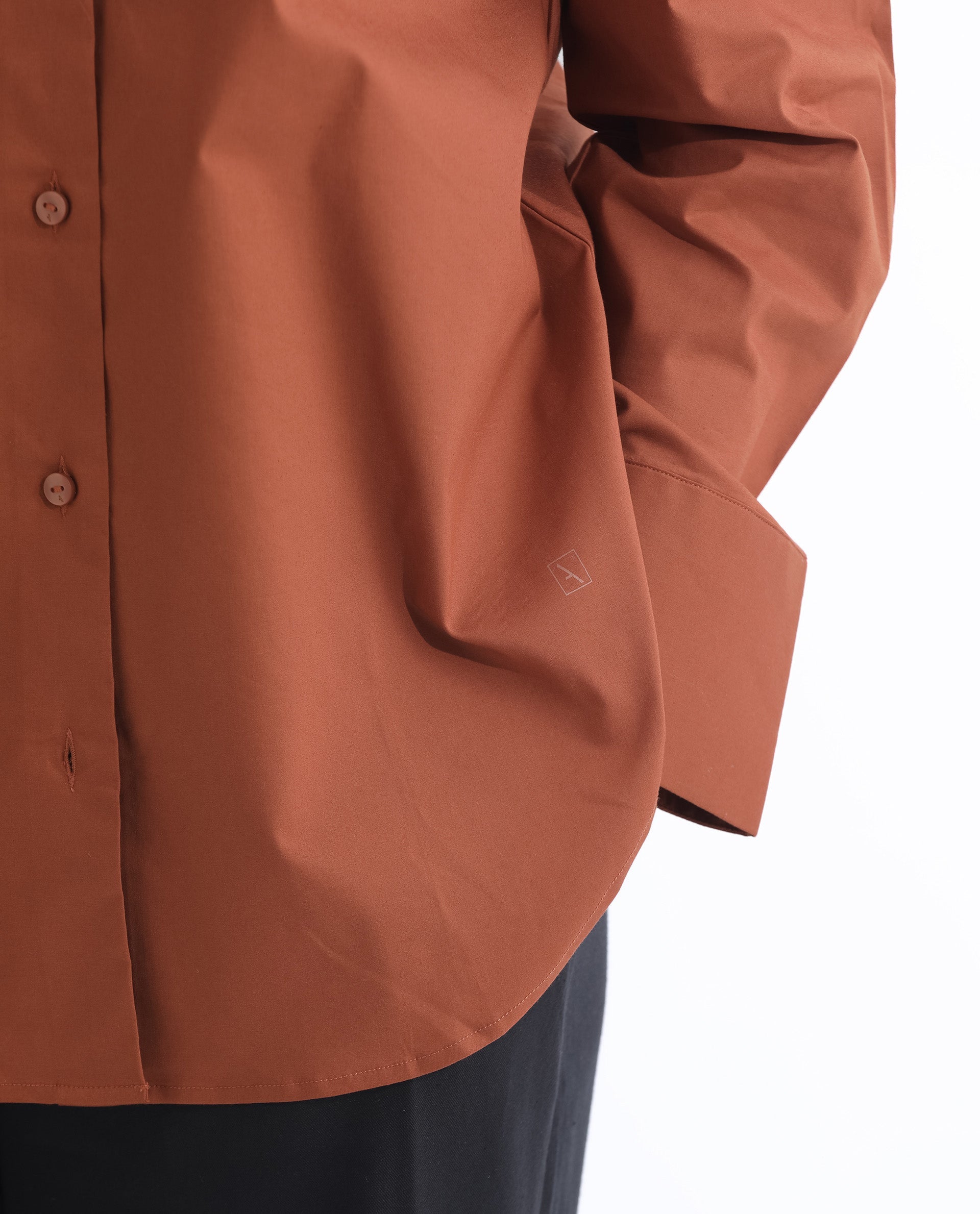 Rareism Women Klox Orange Cuffed Sleeve Shirt Collar Solid Shirt