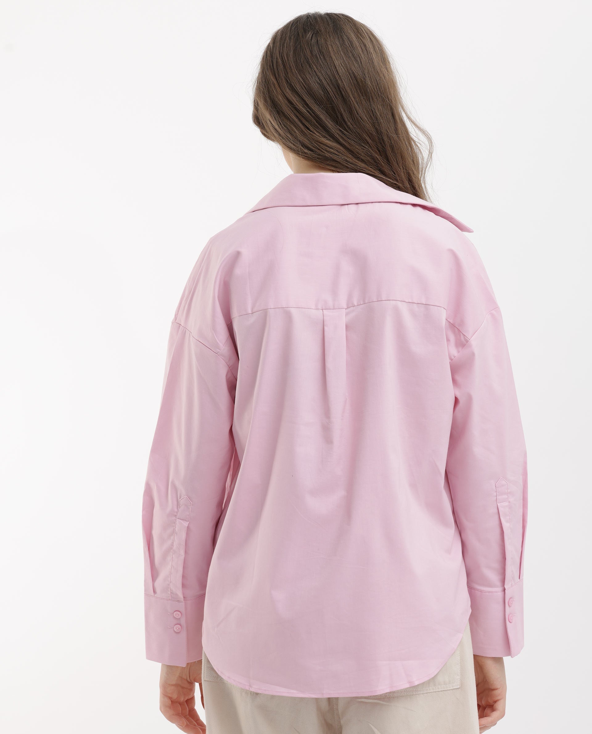 Rareism Womens Klox Pink Shirt Full Sleeve Collared Neck Woven Hip Length