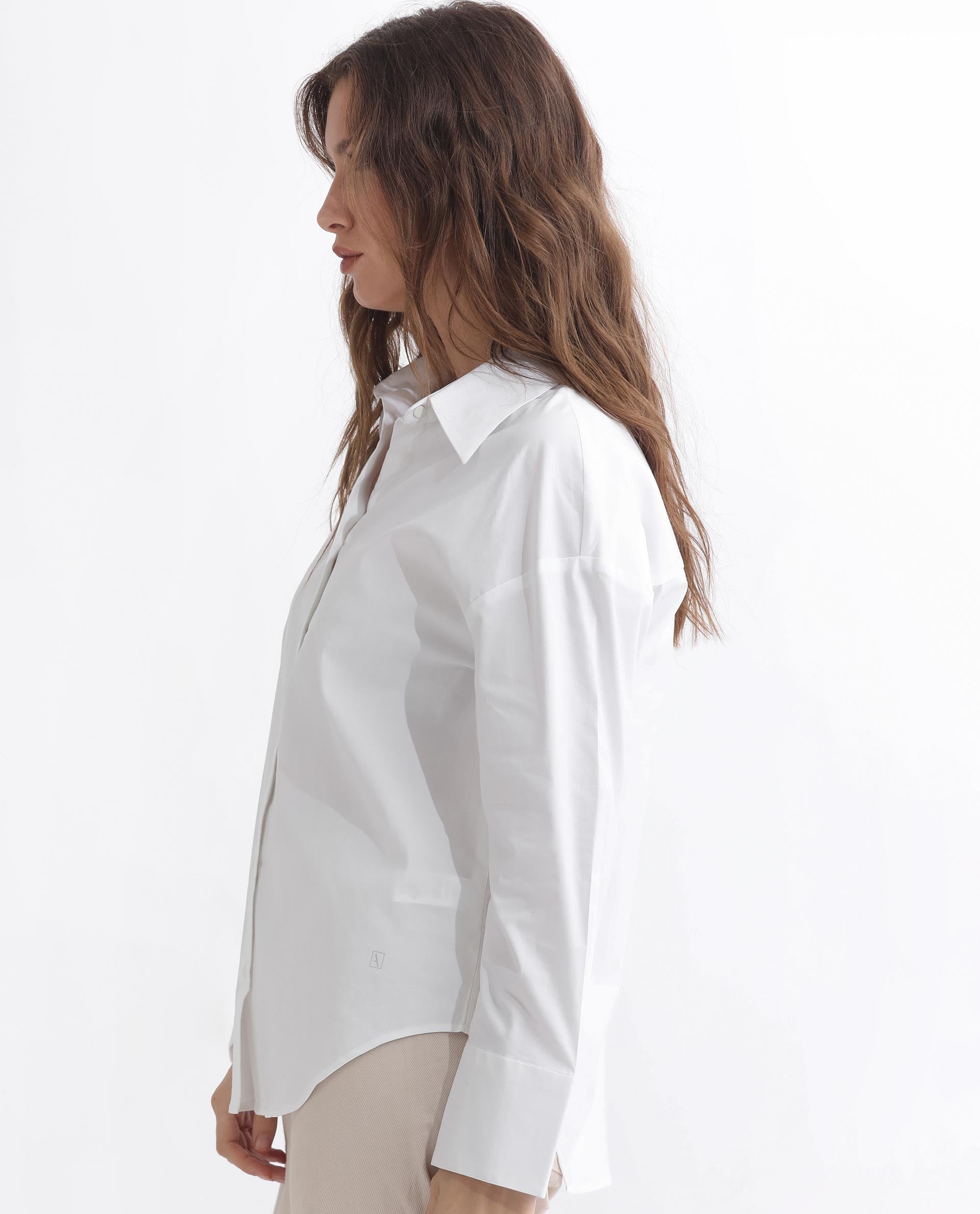 Rareism Articale Women Klox White Cotton Fabric Full Sleeves Button Closure Cuffed Sleeve Shirt Collar Regular Fit Plain Shirt
