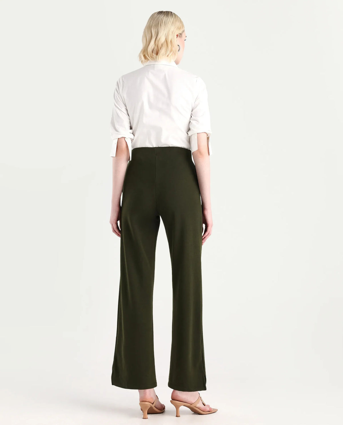Rareism Women's Lexi Dark Olive Cotton Blend Straight Fit Track Pant