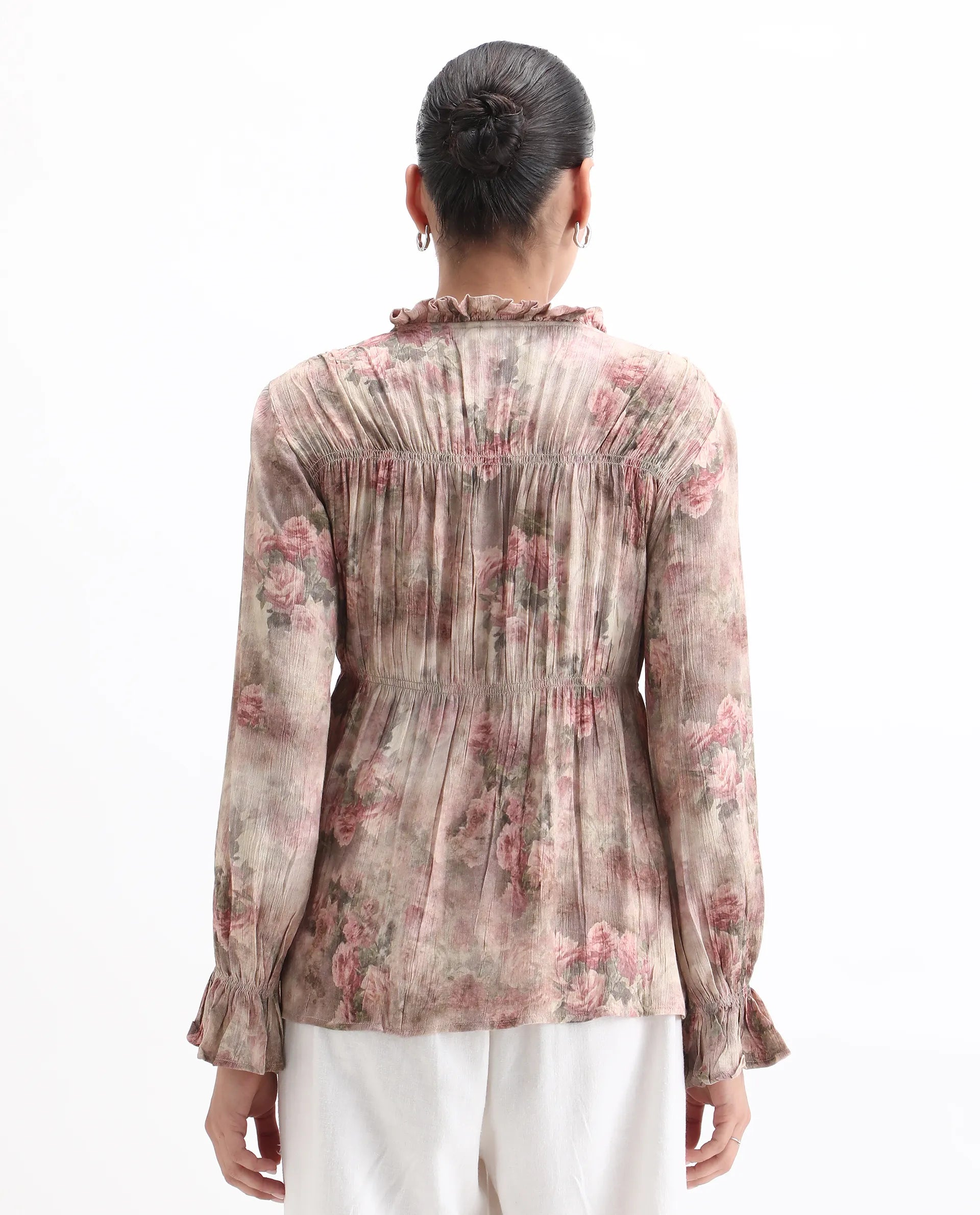 Rareism Women's Lihgf Multi Rayon Sweetheart Neck Floral Print Relaxed Fit Top