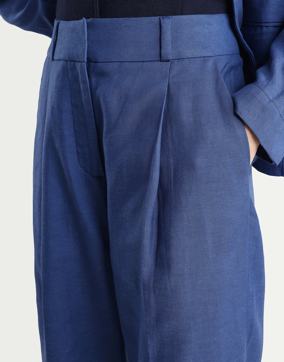 Rareism Women's Linzy-B Blue 100% Linen Straight Plain Trouser