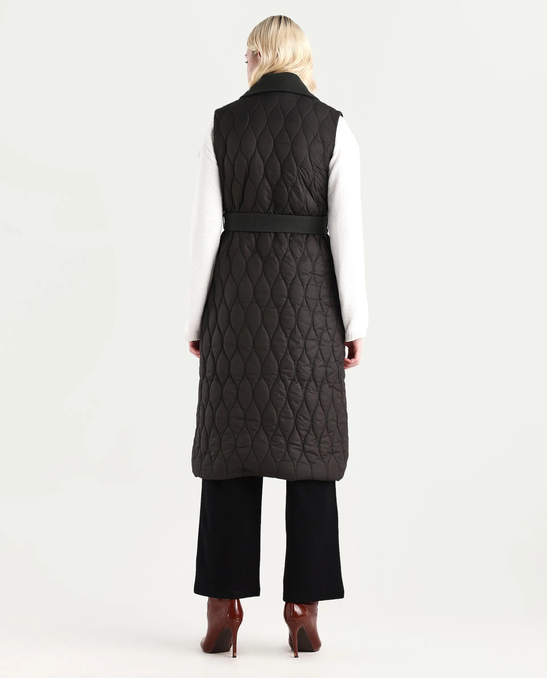 Rareism Women's Lonpuf Olive Polyester Lapel Collar Plain Jacket