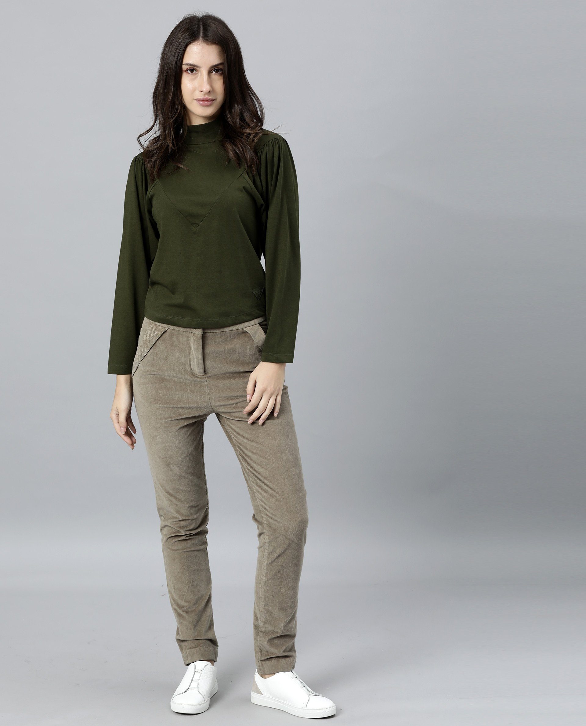 Rareism Women Lothy Green T-Shirt Full Sleeves