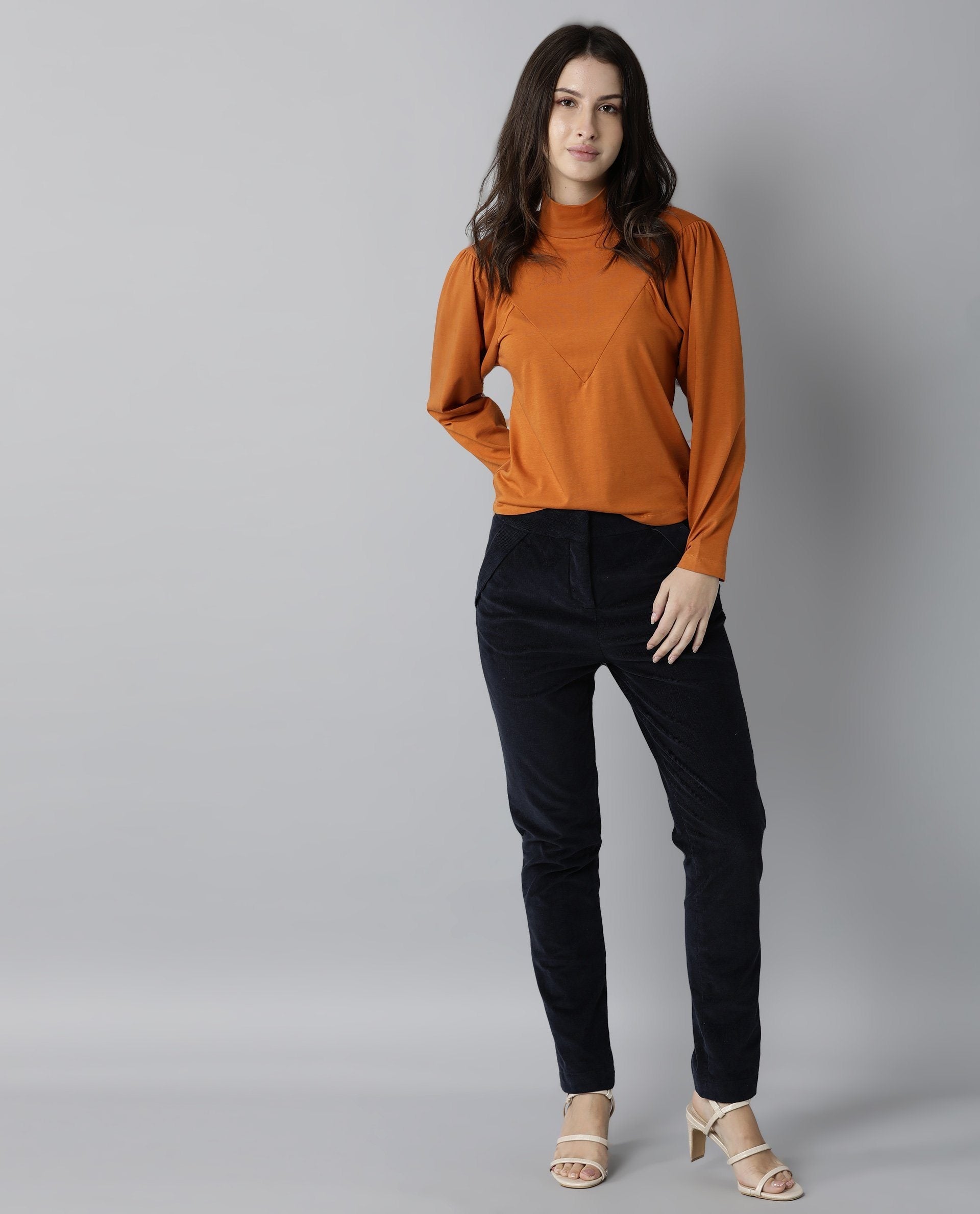 Rareism Women Lothy Rust T-Shirt Full Sleeves
