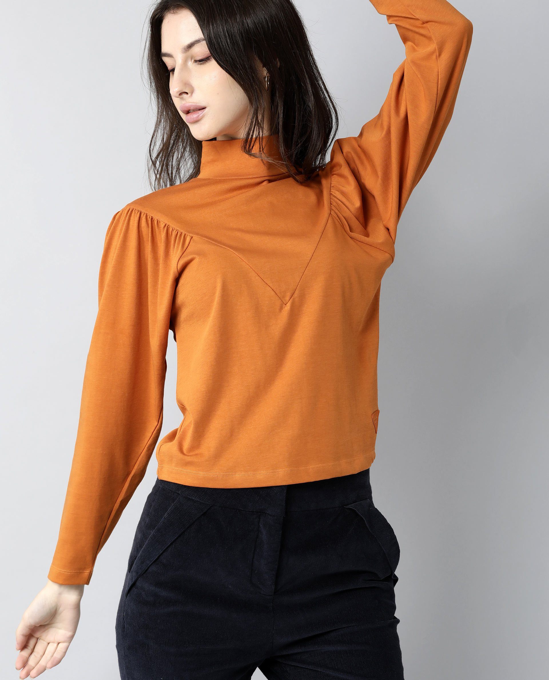 Rareism Women Lothy Rust T-Shirt Full Sleeves