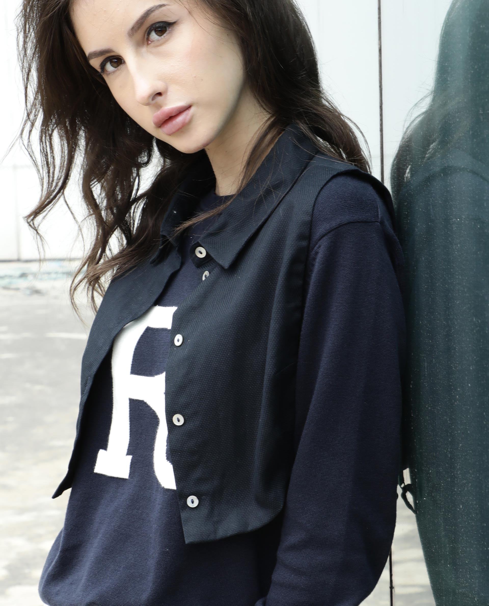 Rareism Women Plush Navy Sweater Full Sleeves