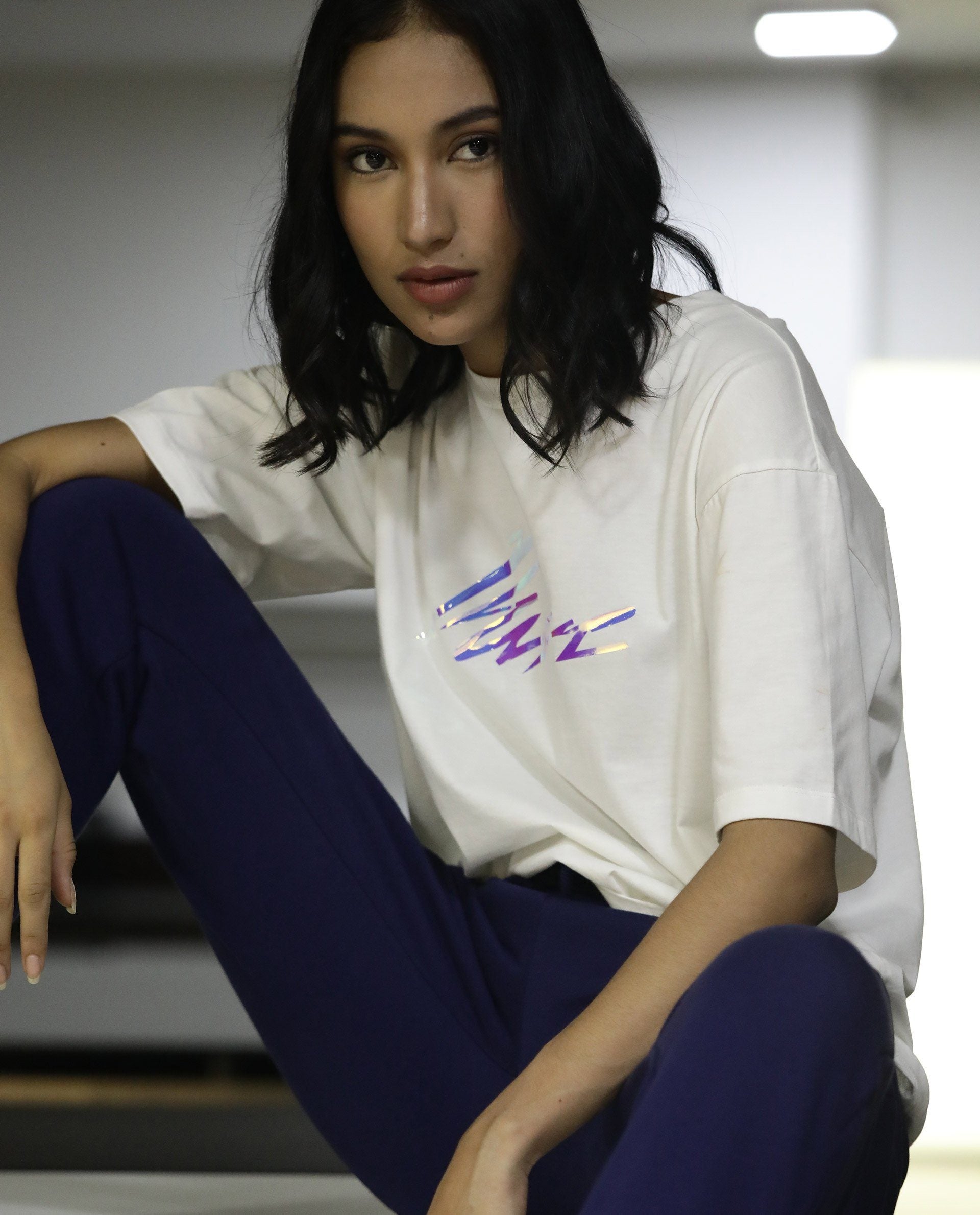 Rareism Women Niki Offwhite T-Shirt Short Sleeves