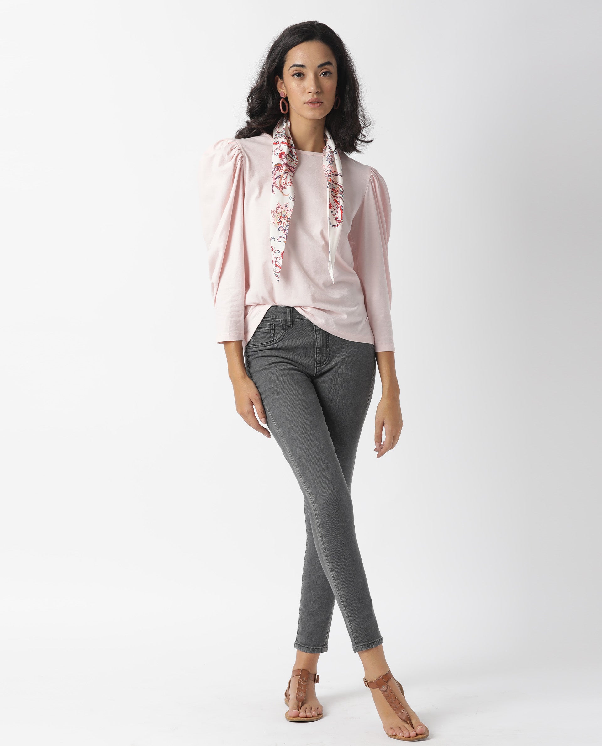 Rareism Women's Ballerina Pink Crew Neck Plain Knee Length Regular Fit Top