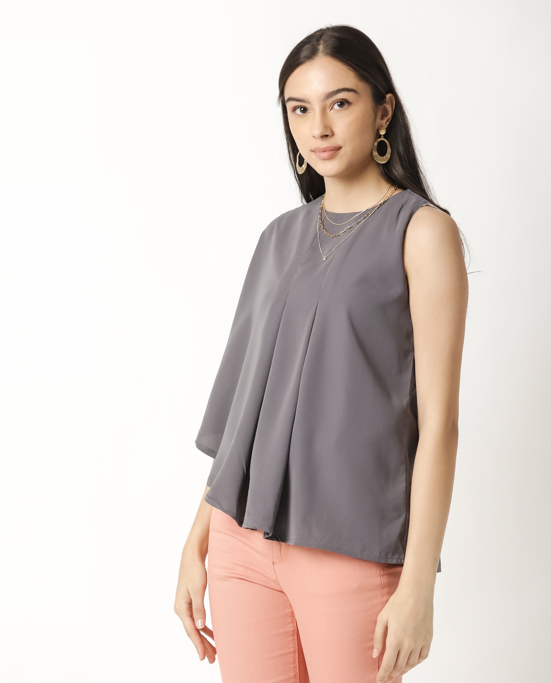 Rareism Women's Hudy Grey Top