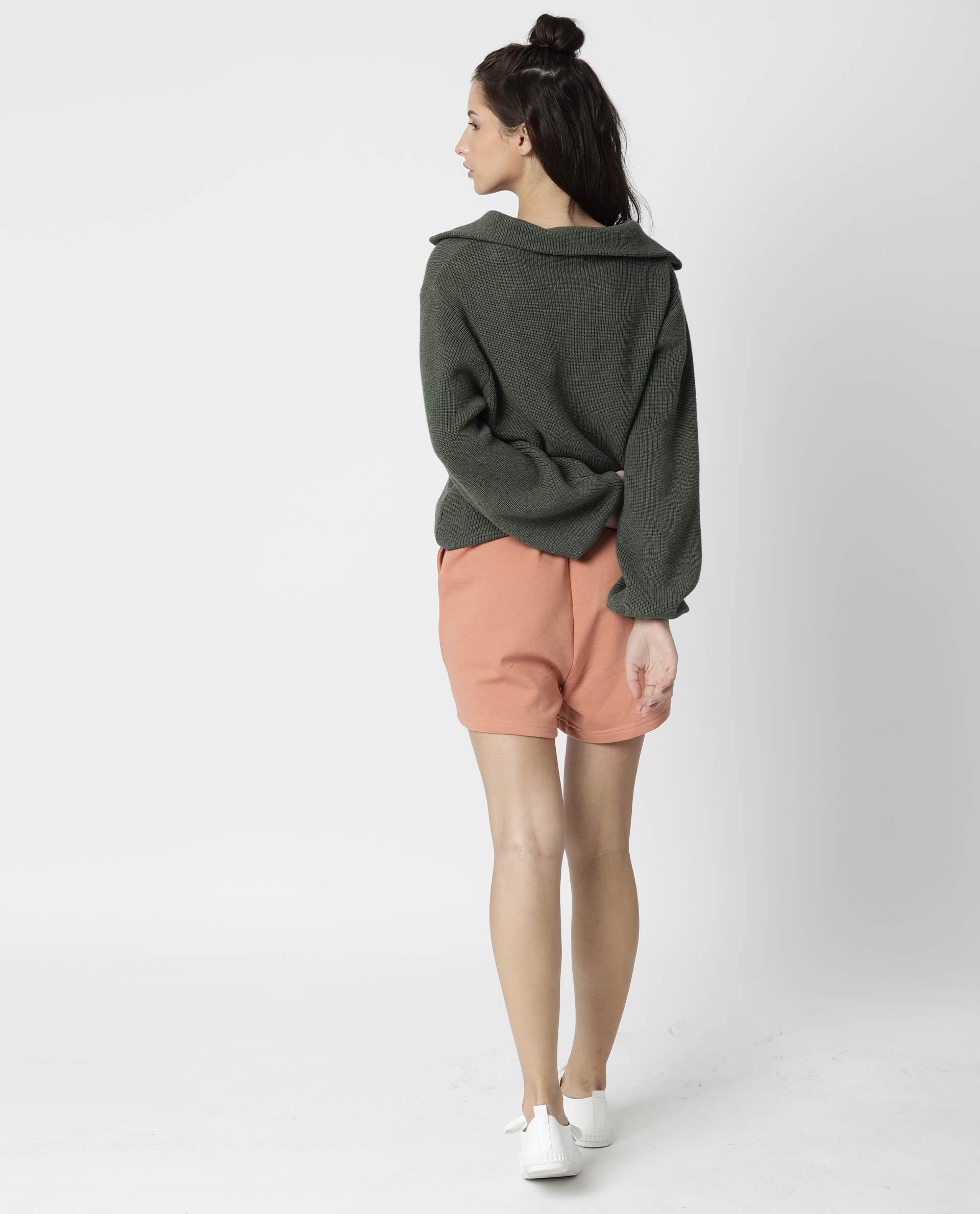 Rareism Women Swing Green Sweater Full Sleeves Solid