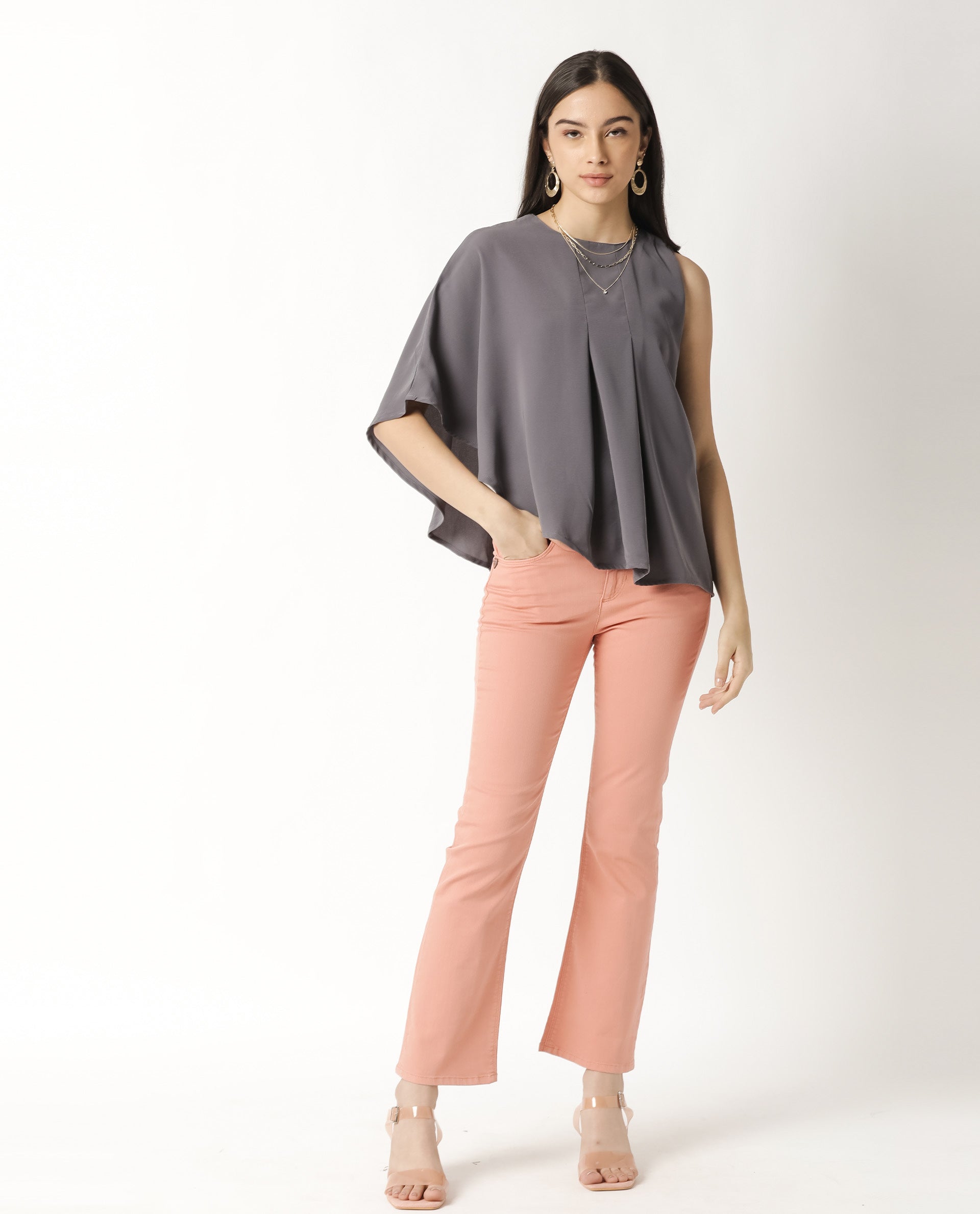 Rareism Women's Hudy Grey Top