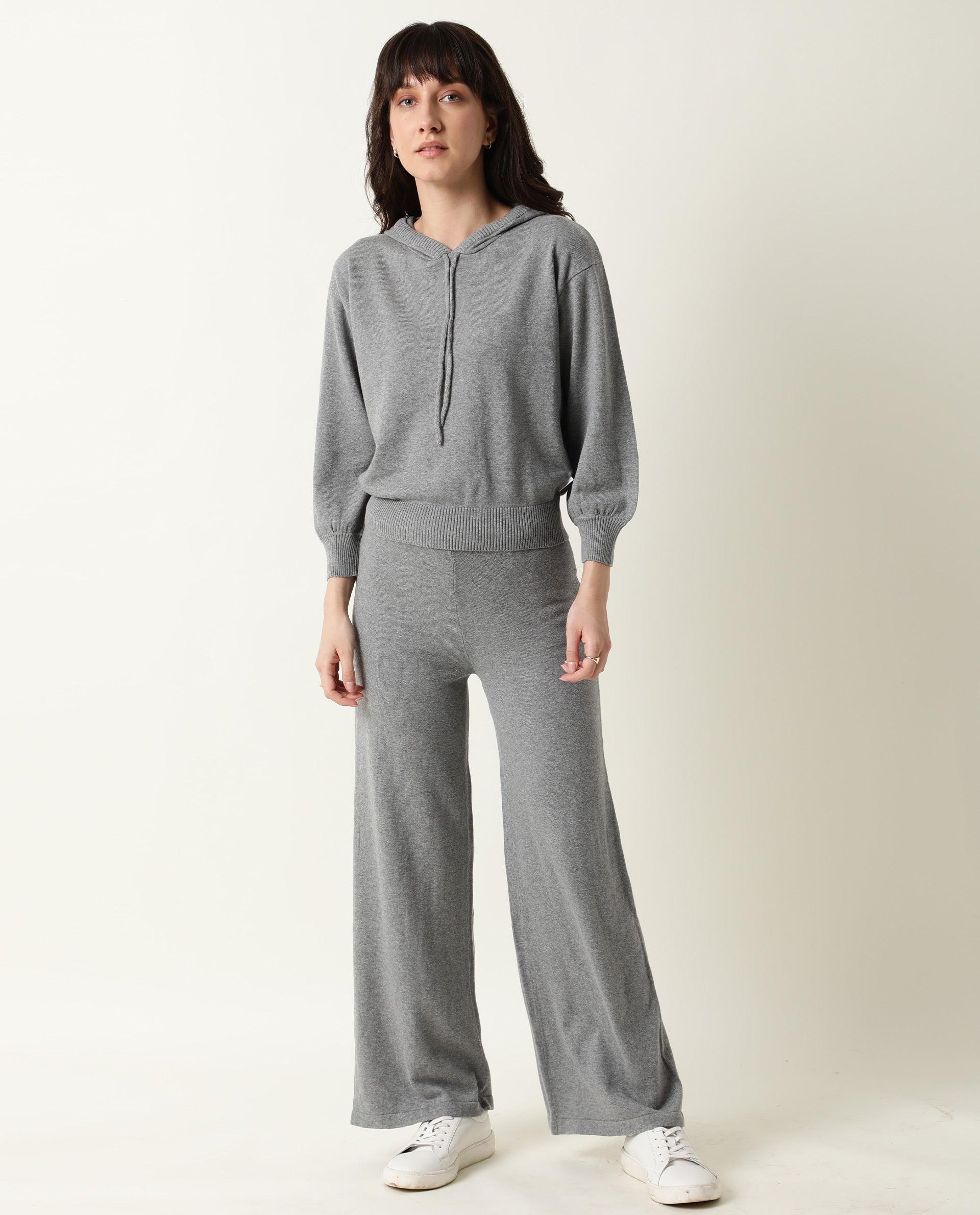 Rareism Women's Tracksuit Cotton Hooded Plain Knee Length Relaxed Fit Track Suit