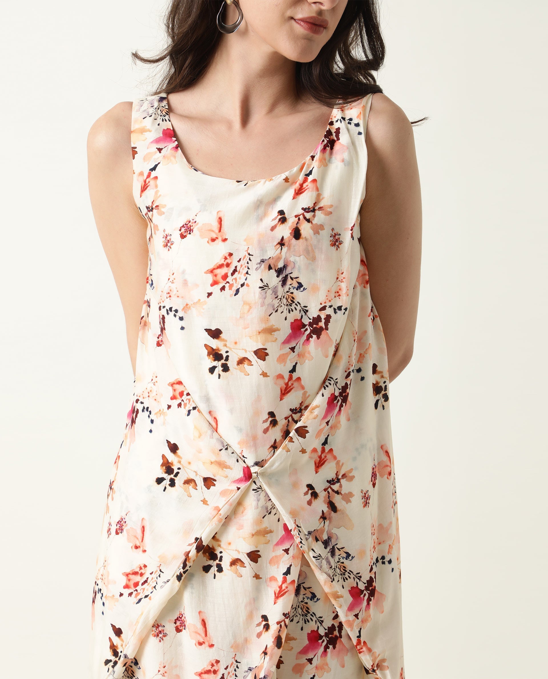 Rareism Womens Savana Beige Dress Short Length Tencel Fabric Sleeveless