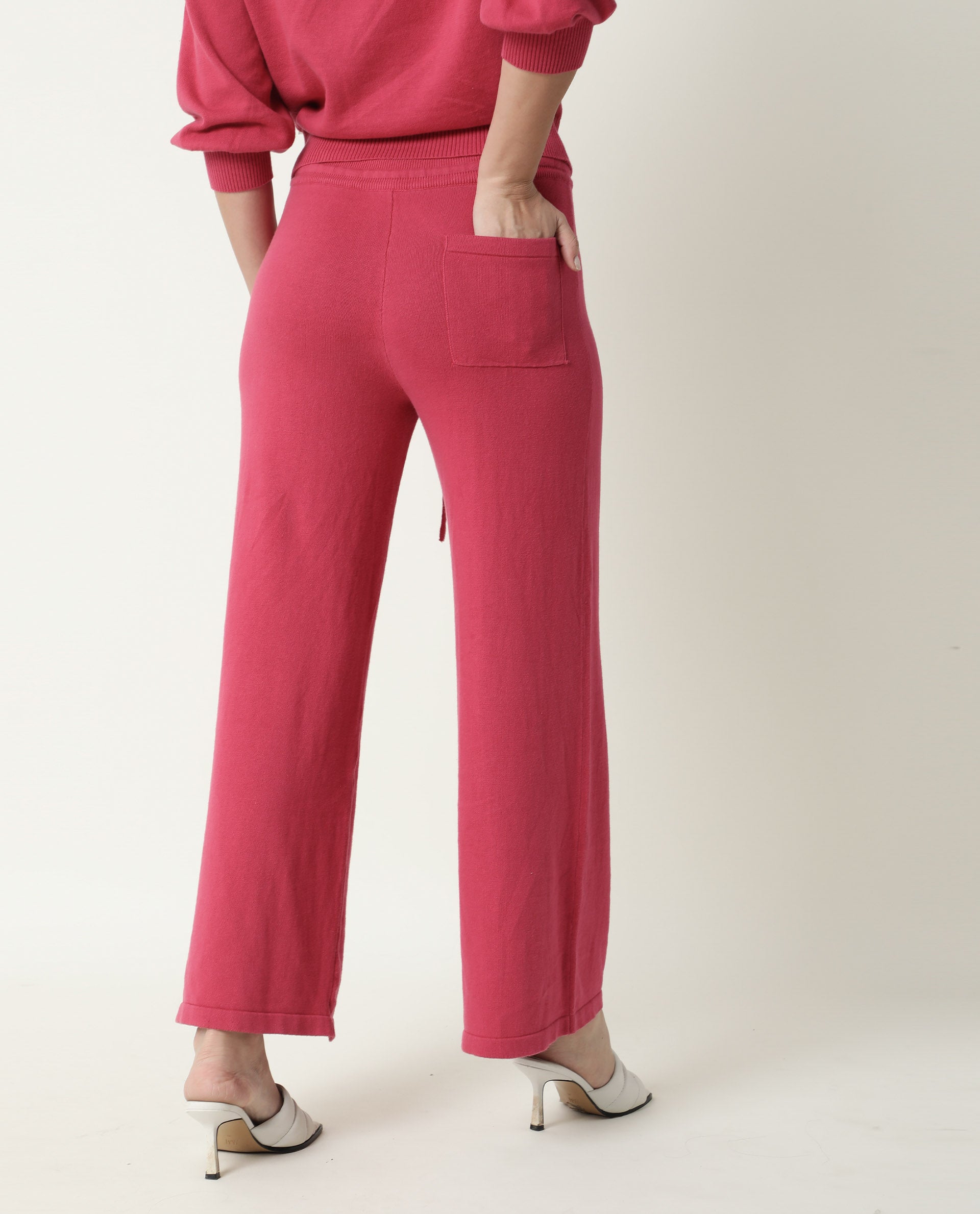 Rareism Women's Finn Light Pink Cotton Hooded Plain Knee Length Straight Fit Track Suit
