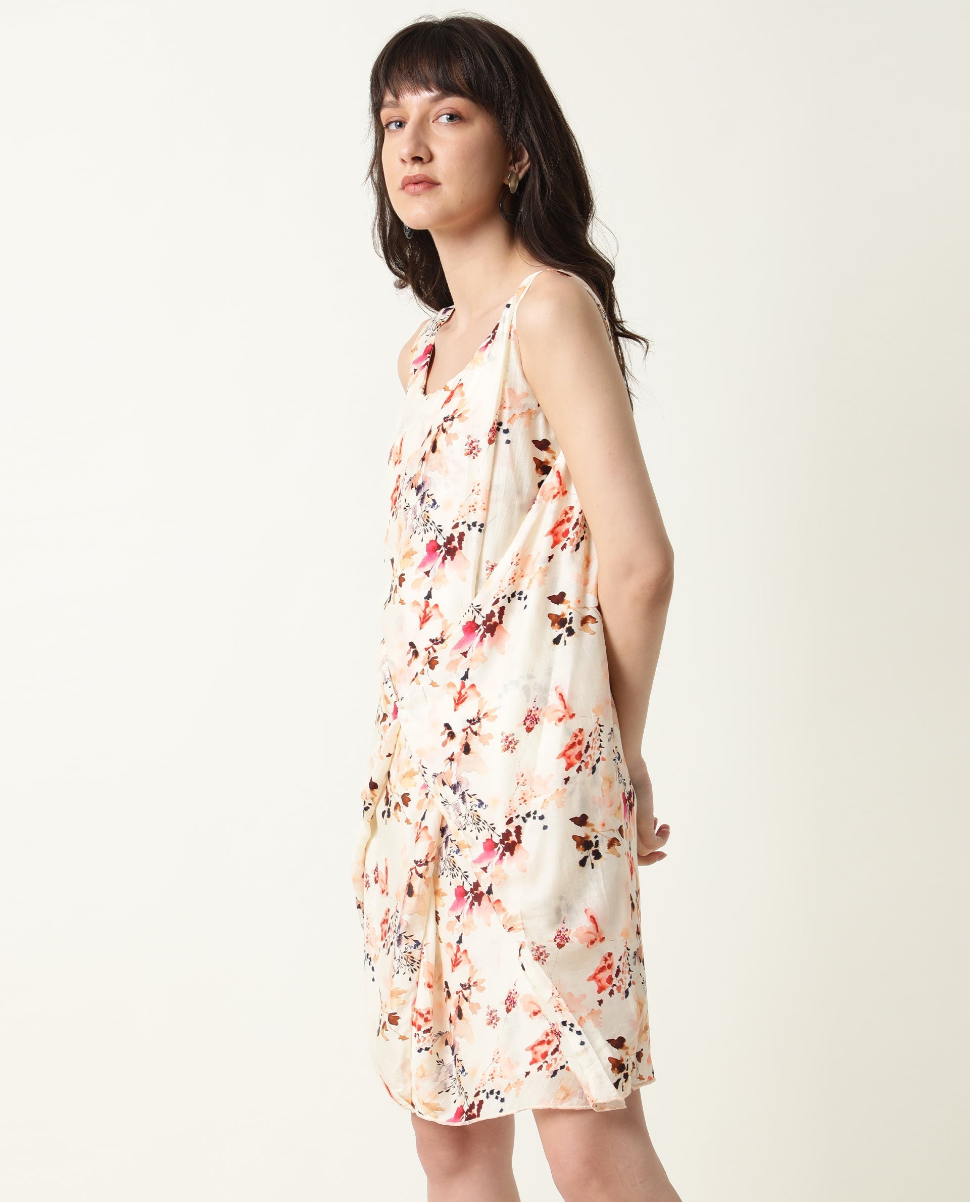 Rareism Womens Savana Beige Dress Short Length Tencel Fabric Sleeveless