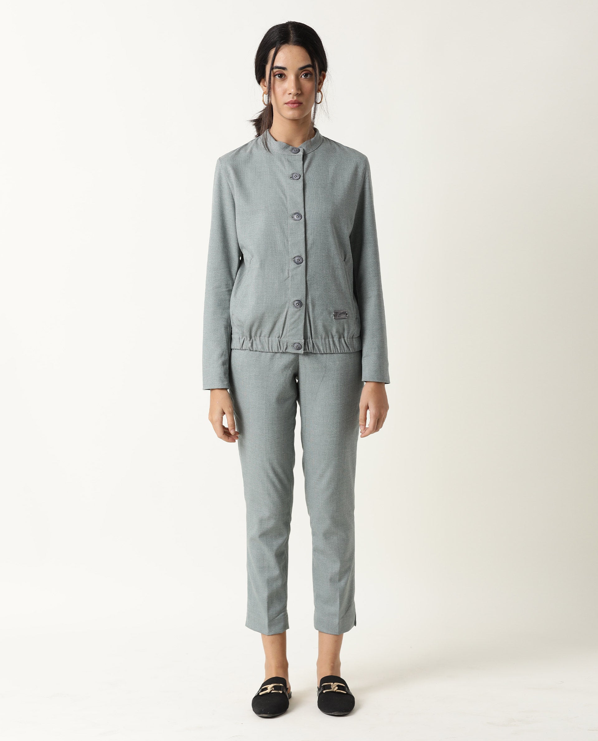 Rareism Women's Ophilia Green Cotton Solid Trouser