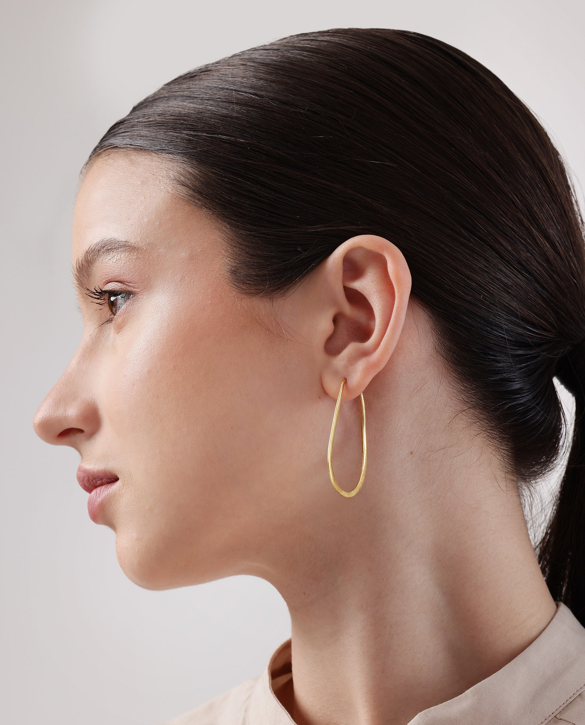 Rareism Women Loop Hoop Gold Earring