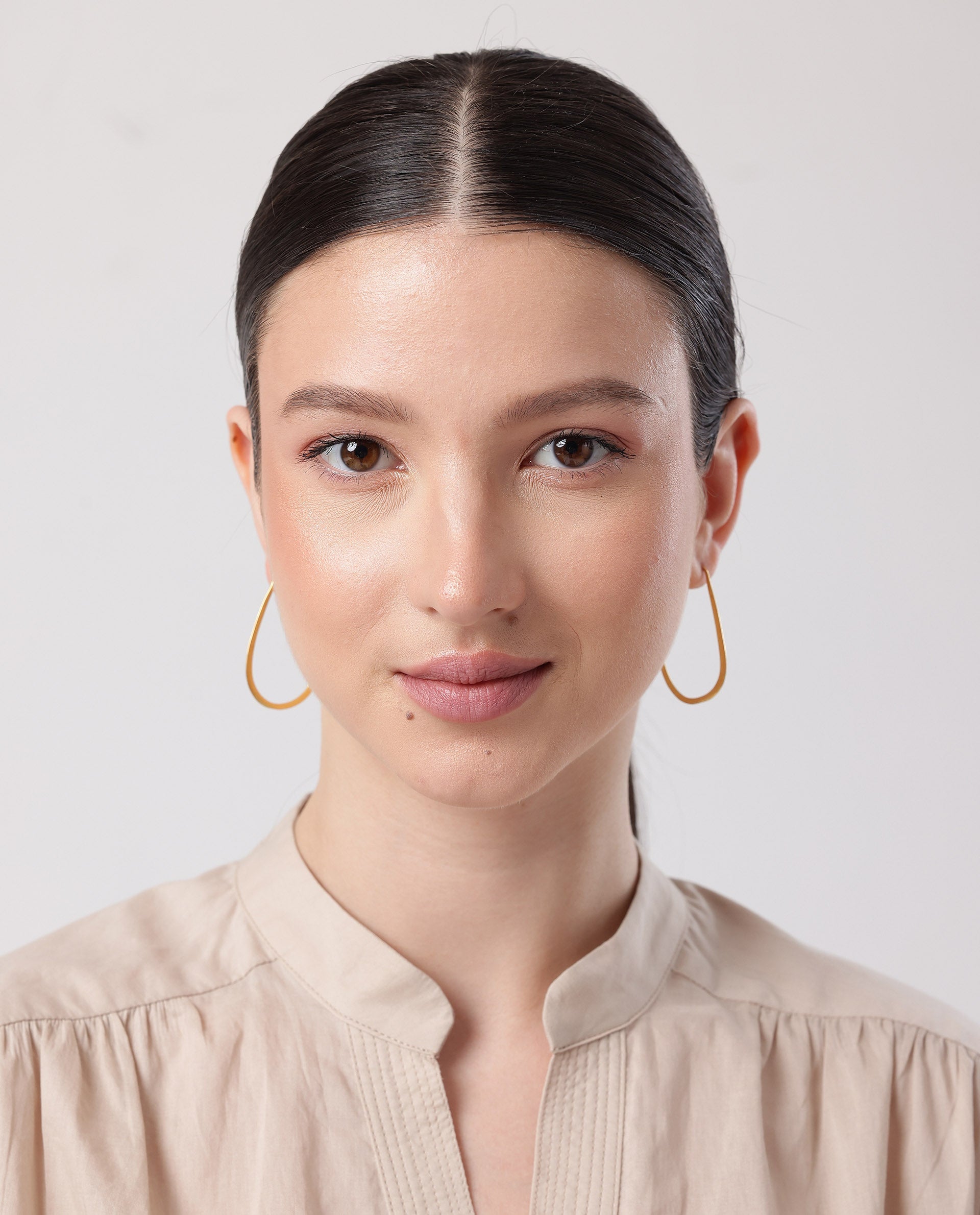 Rareism Women Loop Hoop Gold Earring