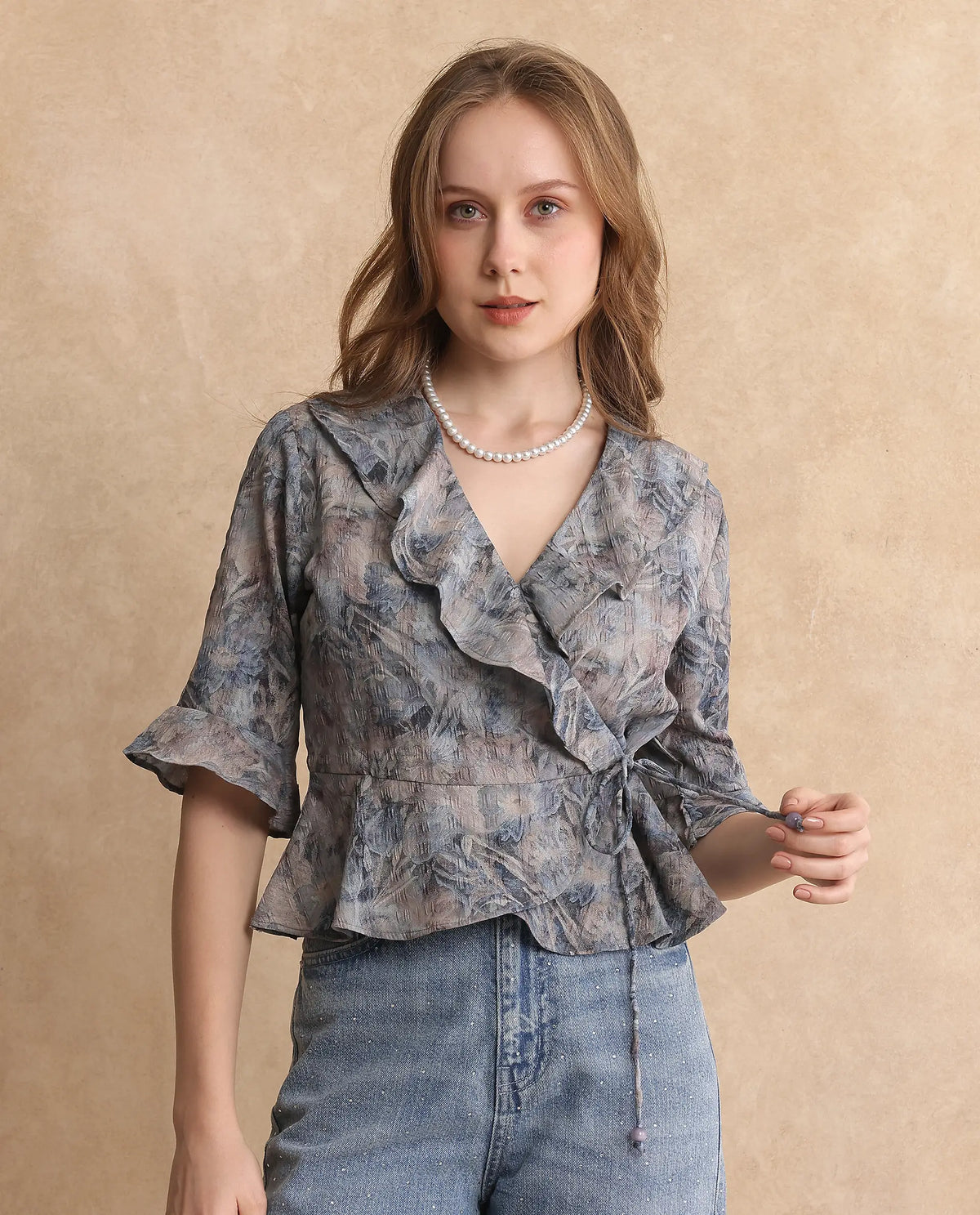 Rareism Women Miben Dusky Multi Regular Sleeves Top