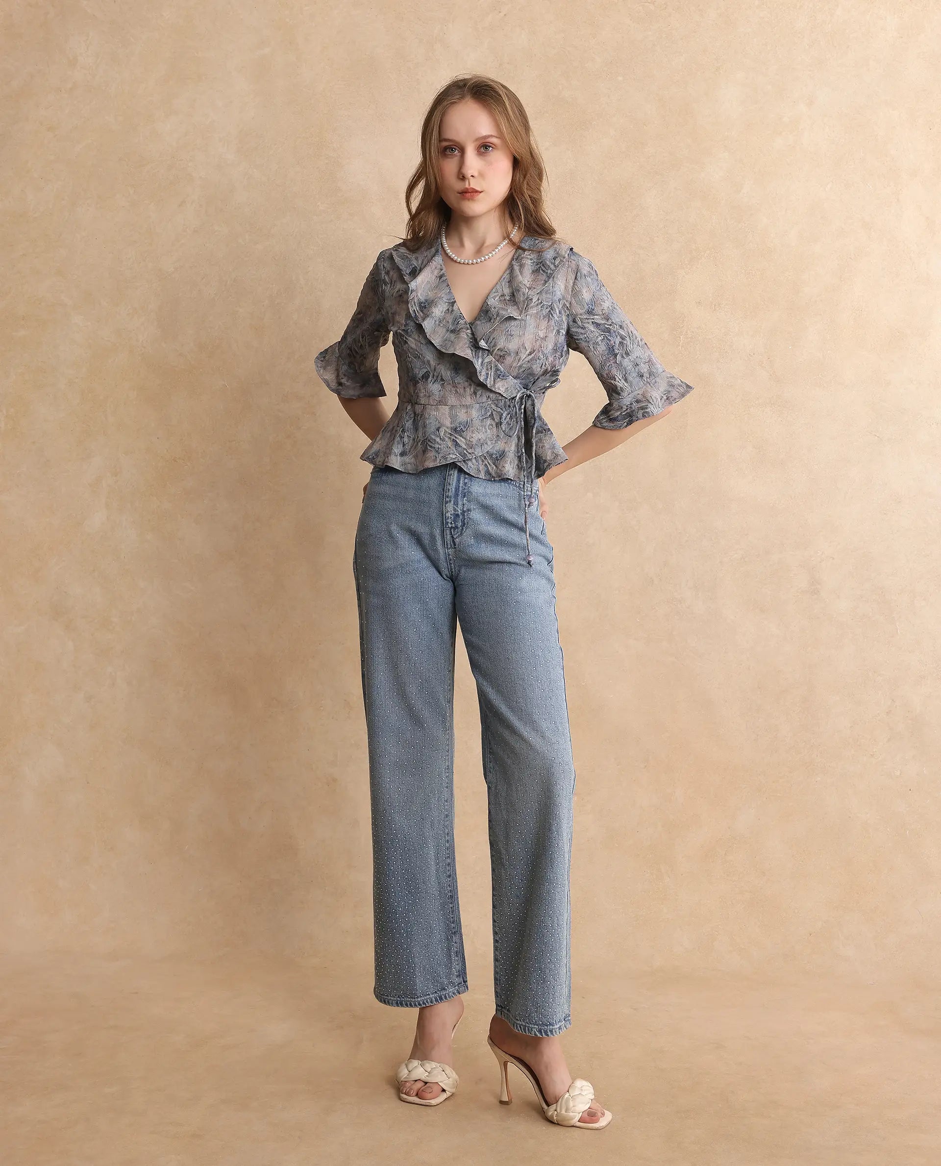 Rareism Women Miben Dusky Multi Regular Sleeves Top