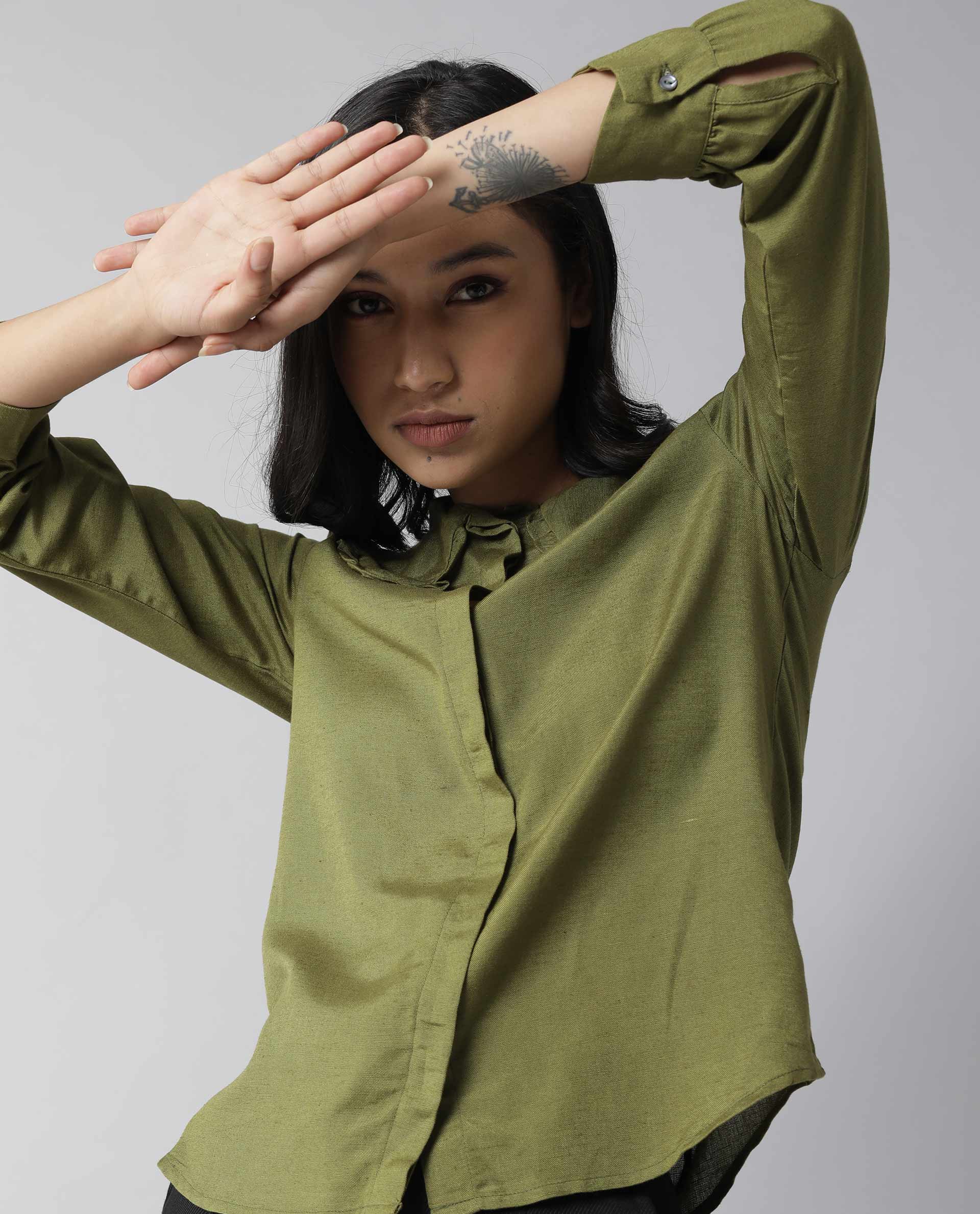 Rareism Women Minty Green Top Full Sleeves Solid