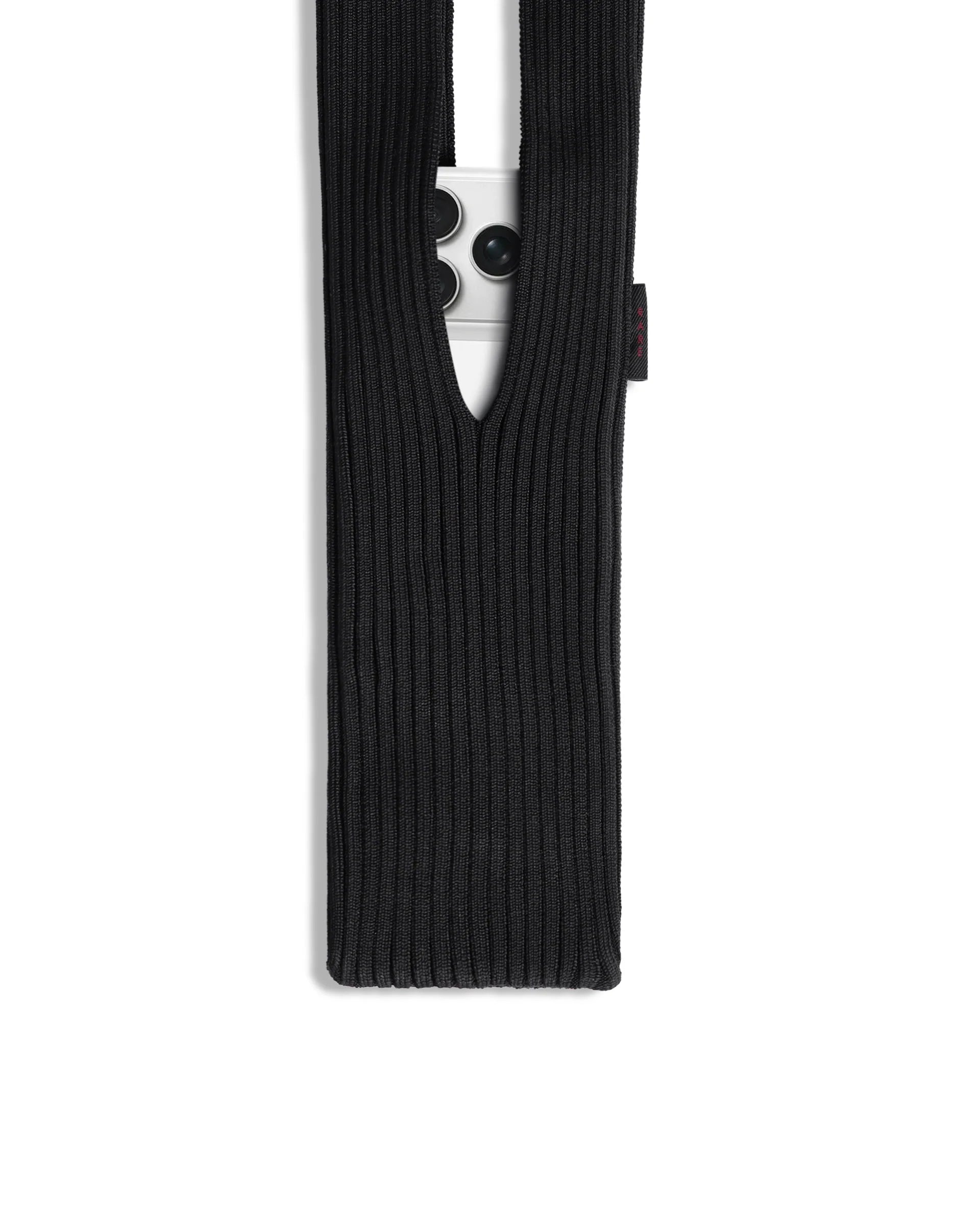 Rareism Women's Mobile Pouch Black Polyester Striped Mobile Pouches
