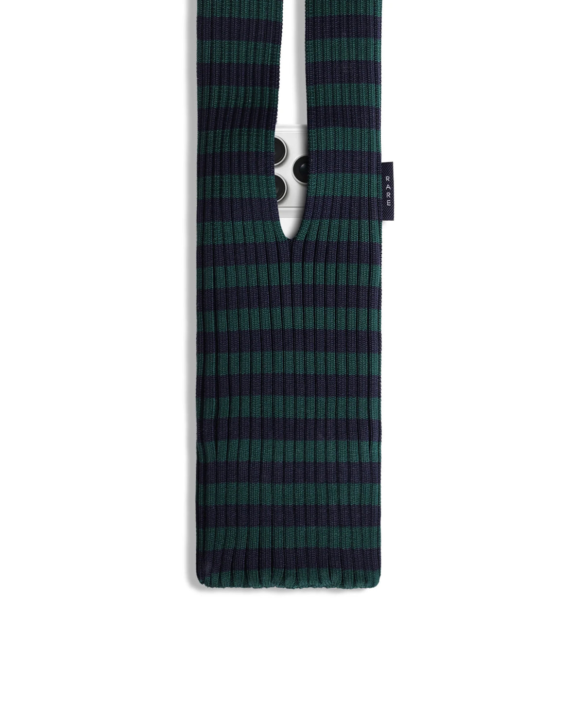 Rareism Women's Mobile Pouch Dark Green Polyester Striped Mobile Pouches