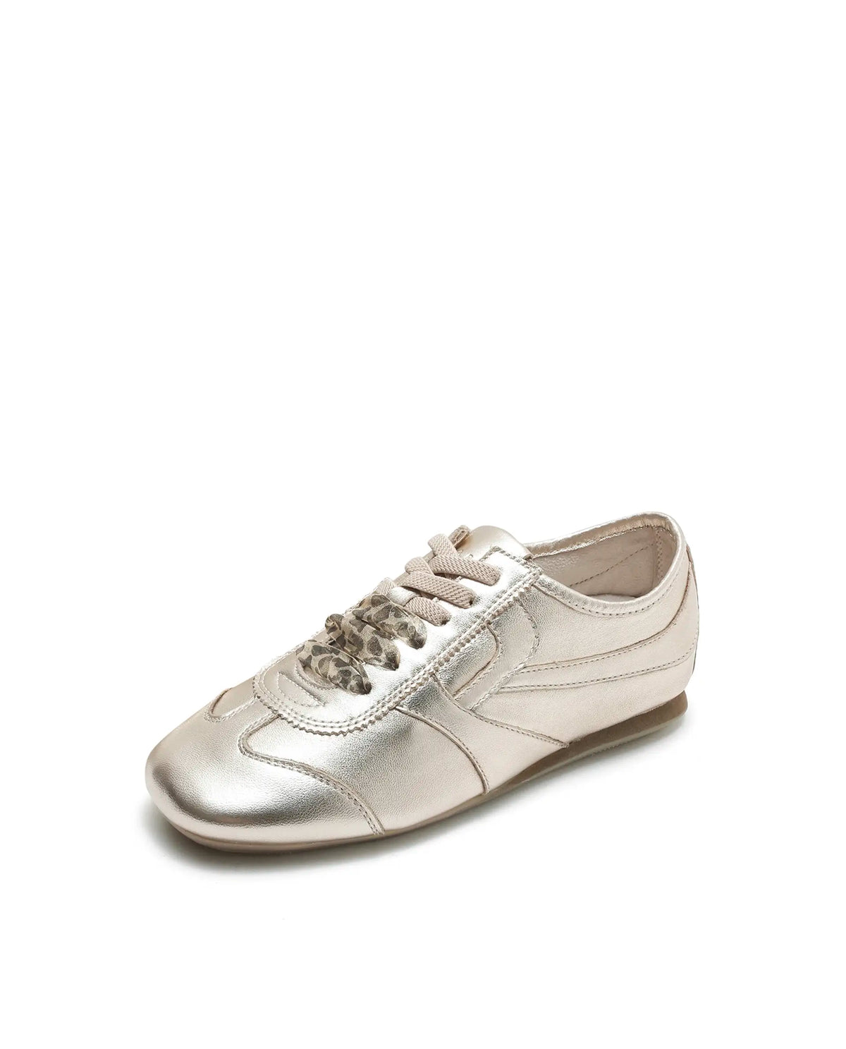 Rarez Women's Montare Metallic Gold Leather Sneaker