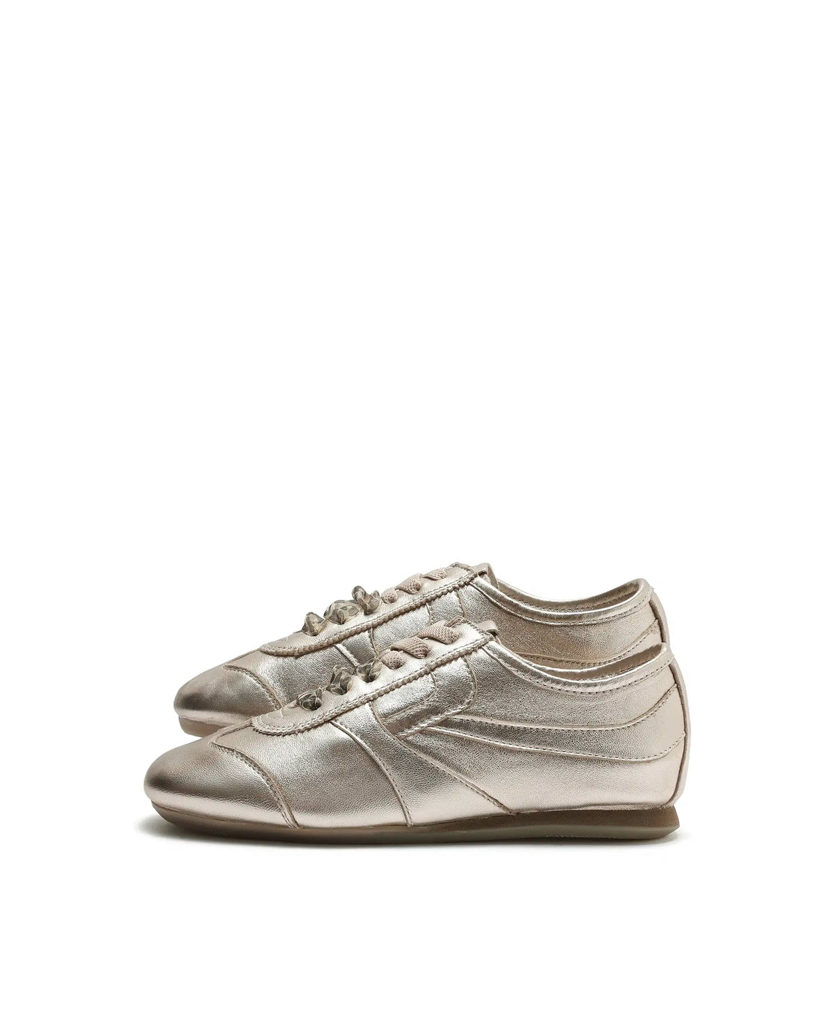 Rarez Women's Montare Metallic Gold Leather Sneaker