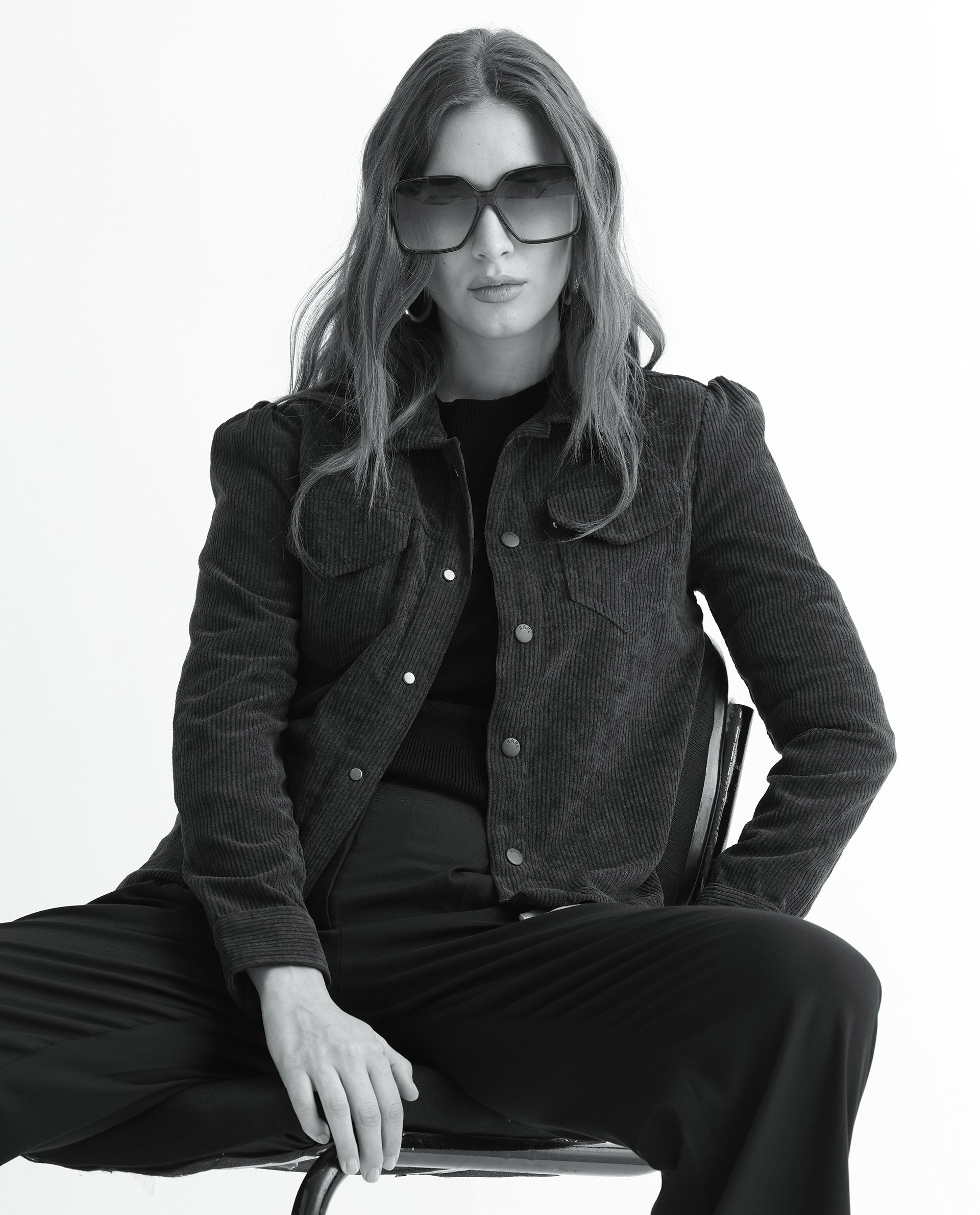 Rareism Women Mooney Green Polyester Fabric Full Sleeves Solid Shirt Collar Jacket