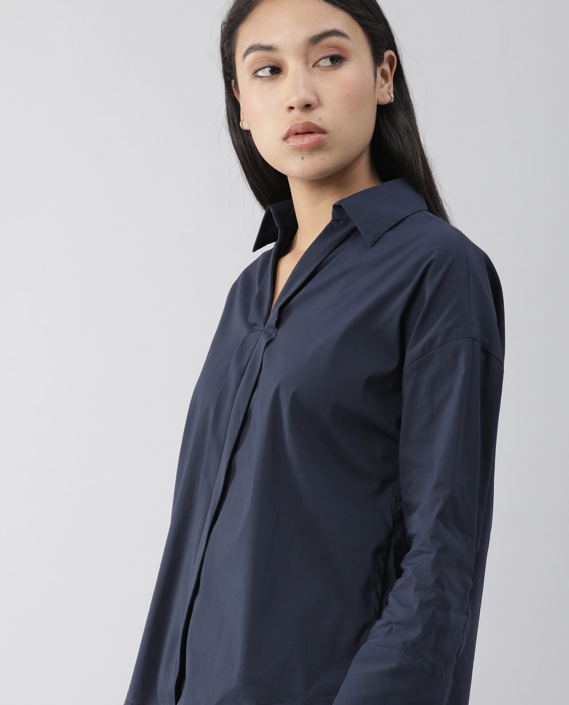 Rareism Women Morr Navy Top Full Sleeves Solid