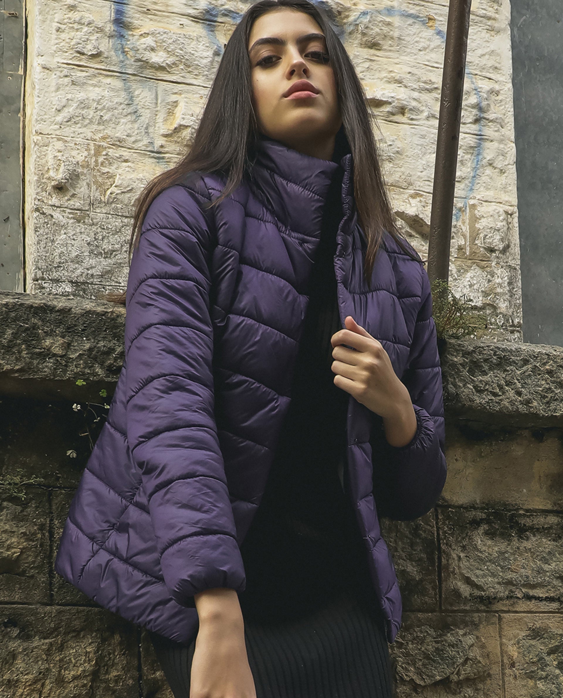 Rareism Women Mung Purple Jacket Full Sleeves Solid