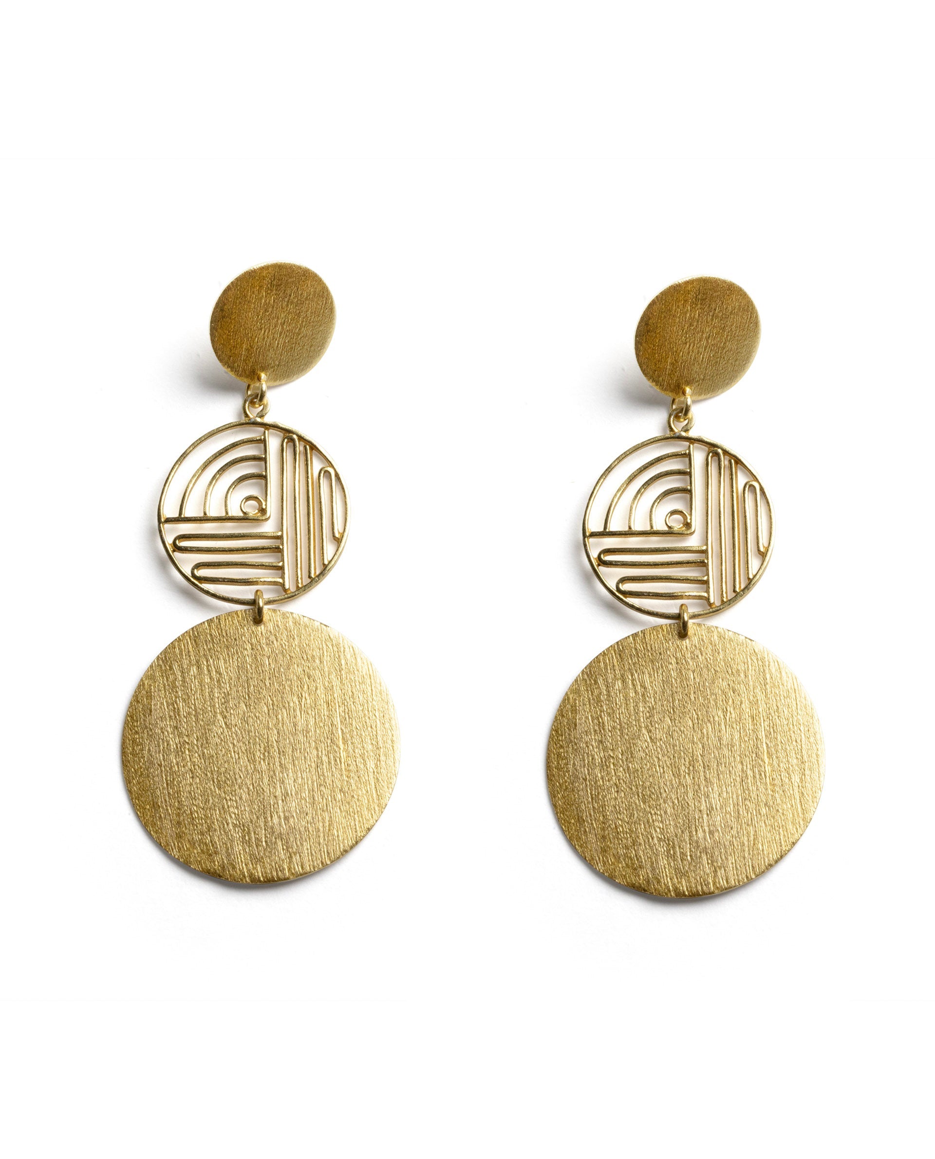 Rareism Women Maze Gold Earring