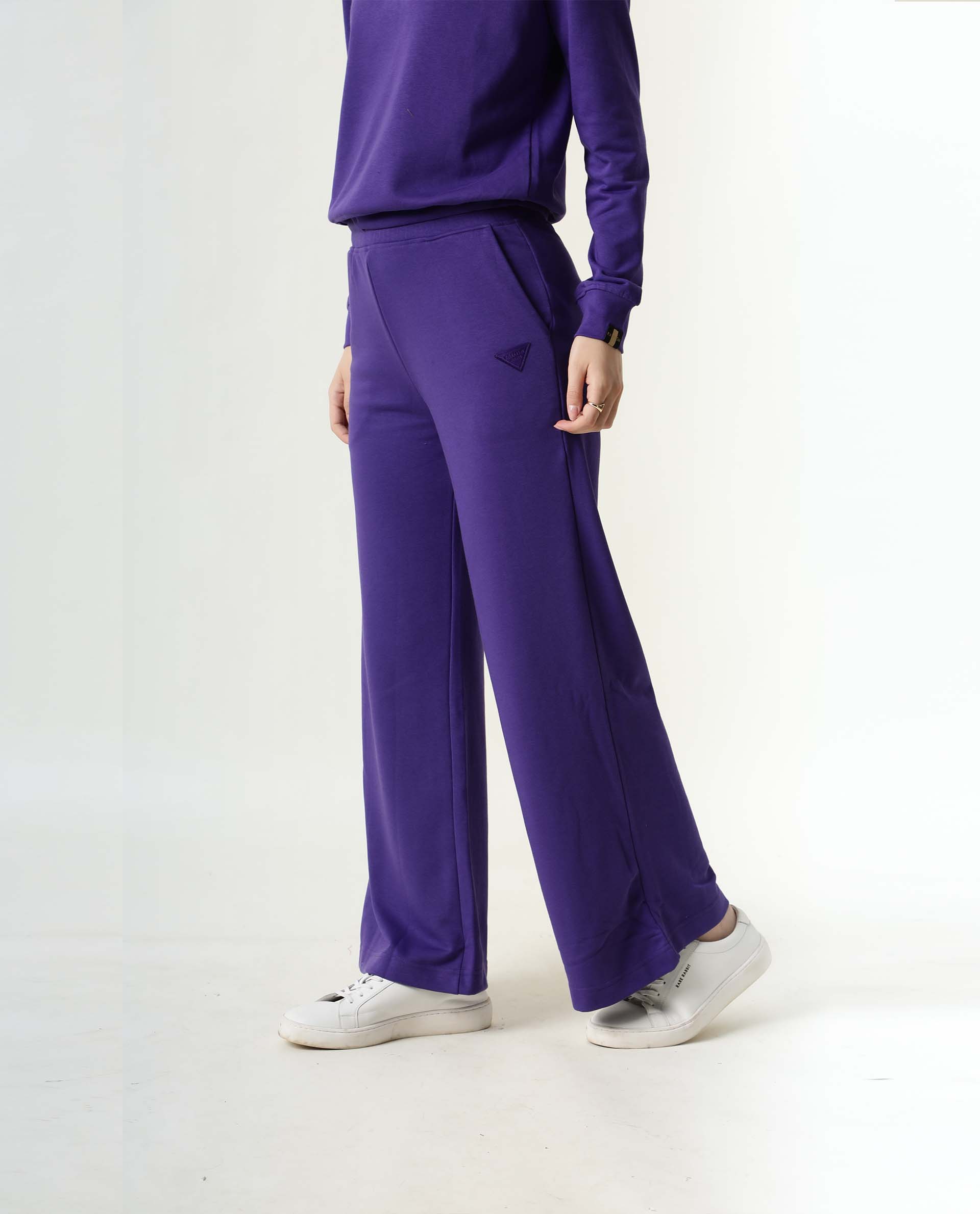 Rareism Women Necker Purple Relaxed Fit Full Sleeves Solid High Neck Sweatshirt