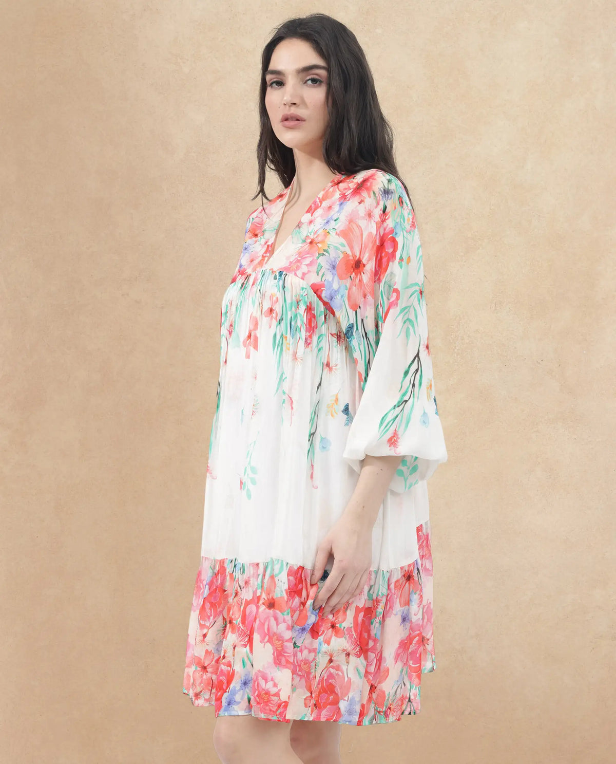 Rareism Womens Nicheo Multi Dress Full Sleeve Print