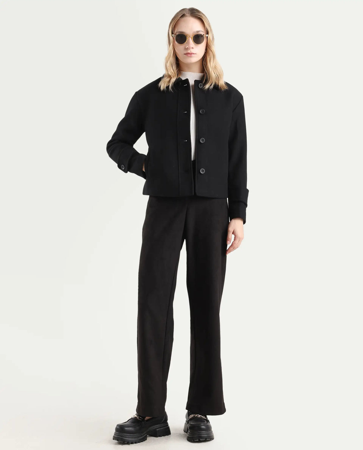 Rareism Women's Nikzo Black Polyester Blend Spread Collar Regular Fit Jacket