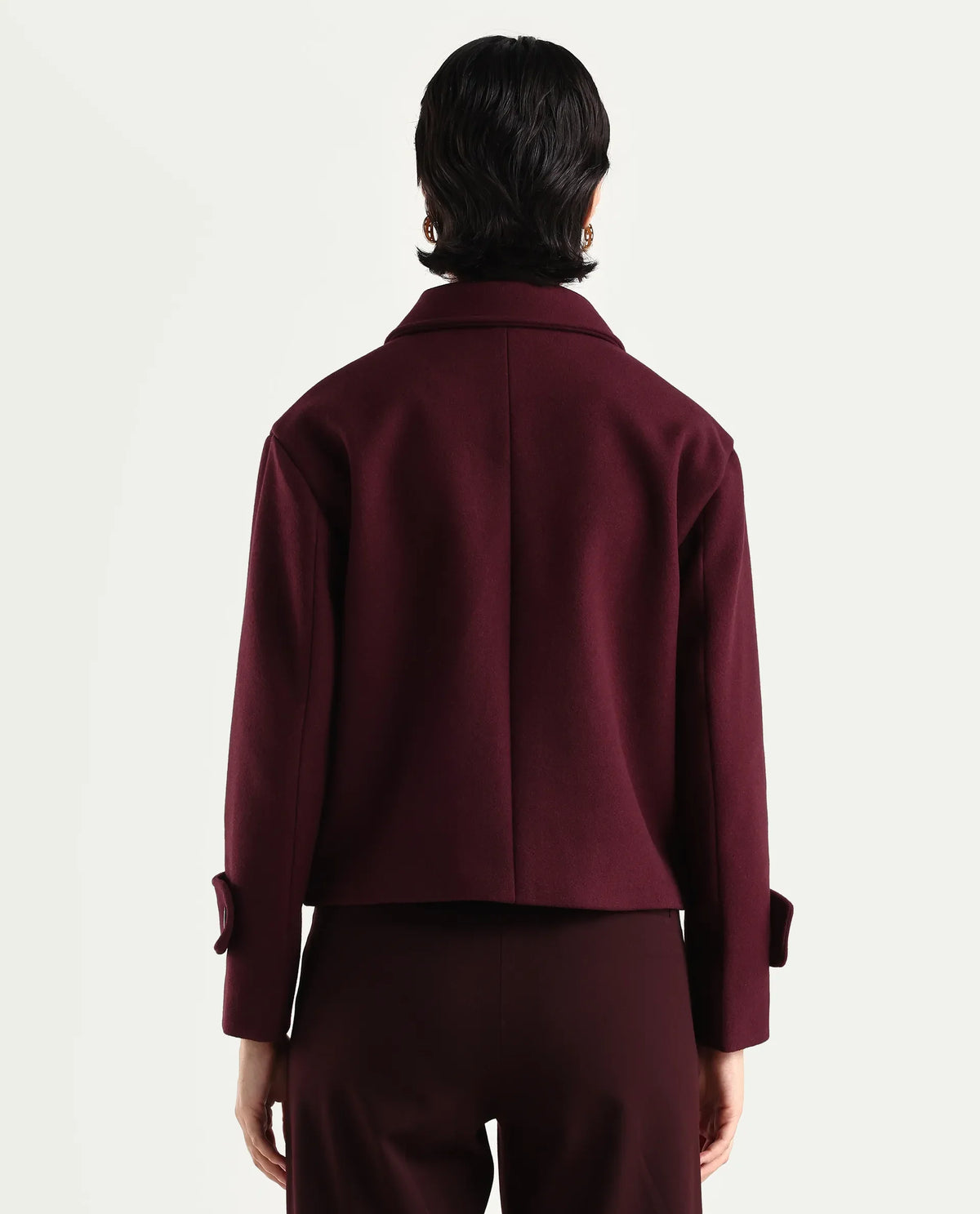 Rareism Women's Nikzo Wine Polyester Blend Spread Collar Regular Fit Jacket