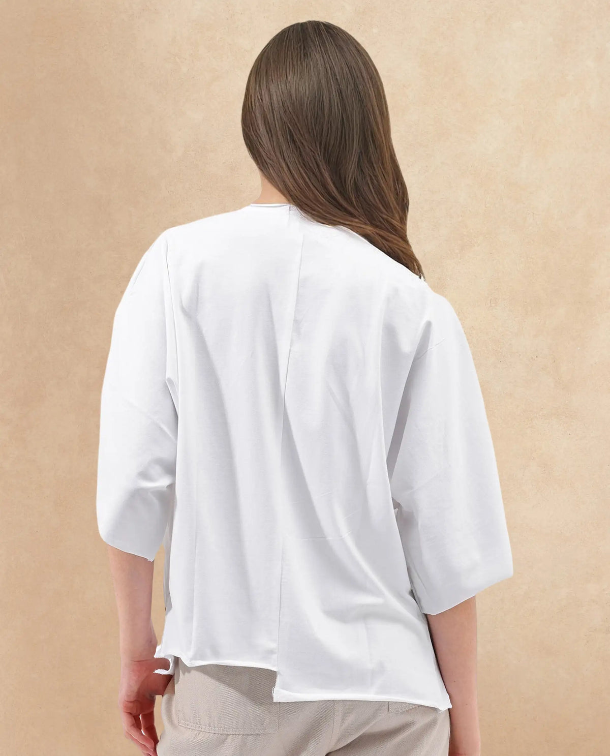 Rareism Women Nirv White Cotton Fabric Short Sleeves Relaxed Fit Plain Shrug