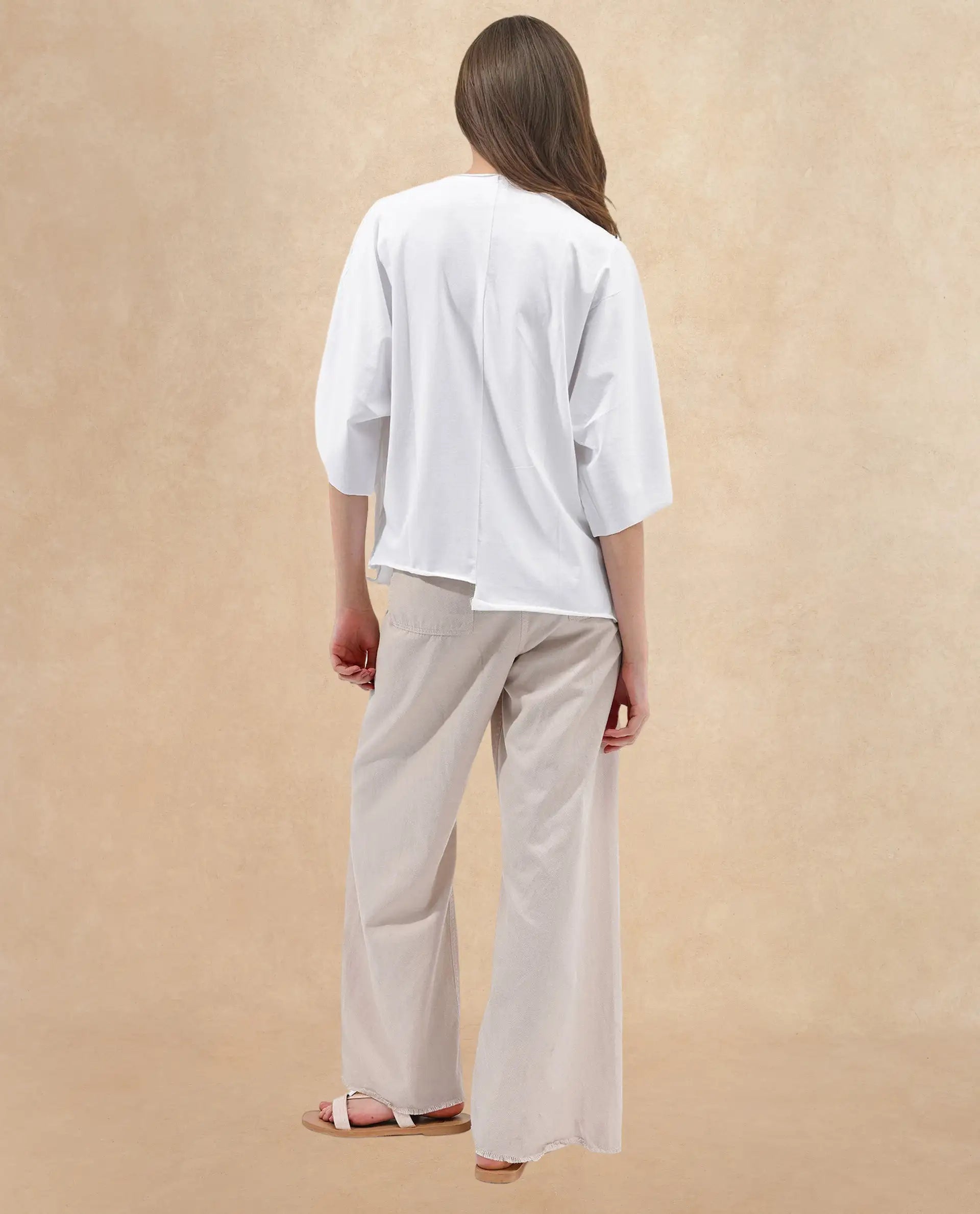 Rareism Women Nirv White Cotton Fabric Short Sleeves Relaxed Fit Plain Shrug