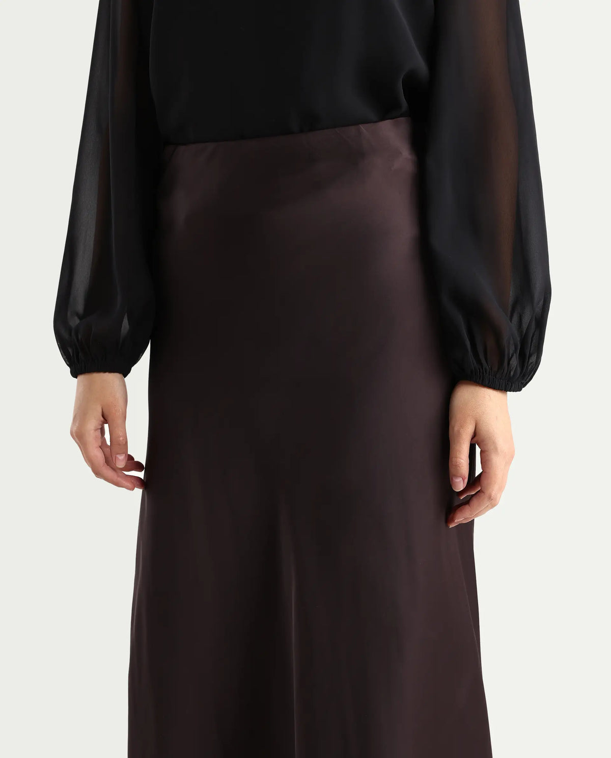 Rareism Women's Niyano Brown Polyester A-Line Skirt