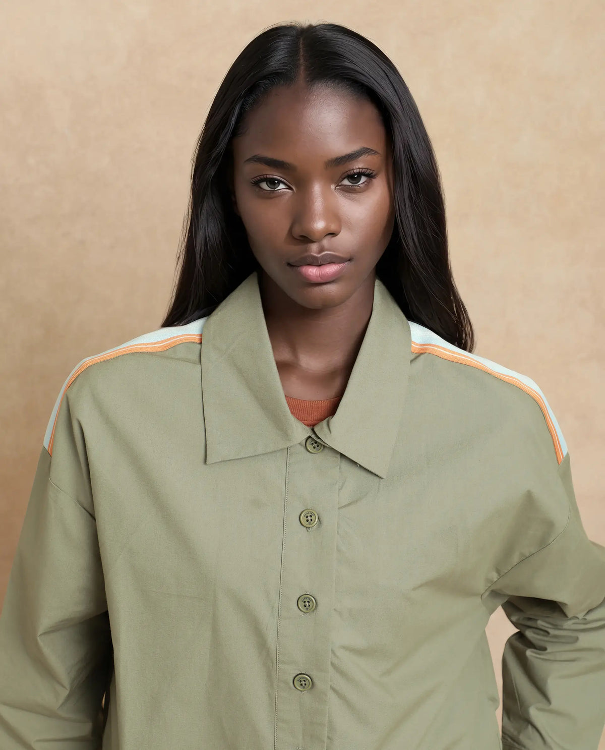 Rareism Women's Nocam S Dusky Green Cotton Spread Collar Plain Cuffed Sleeve Relaxed Fit Shirt